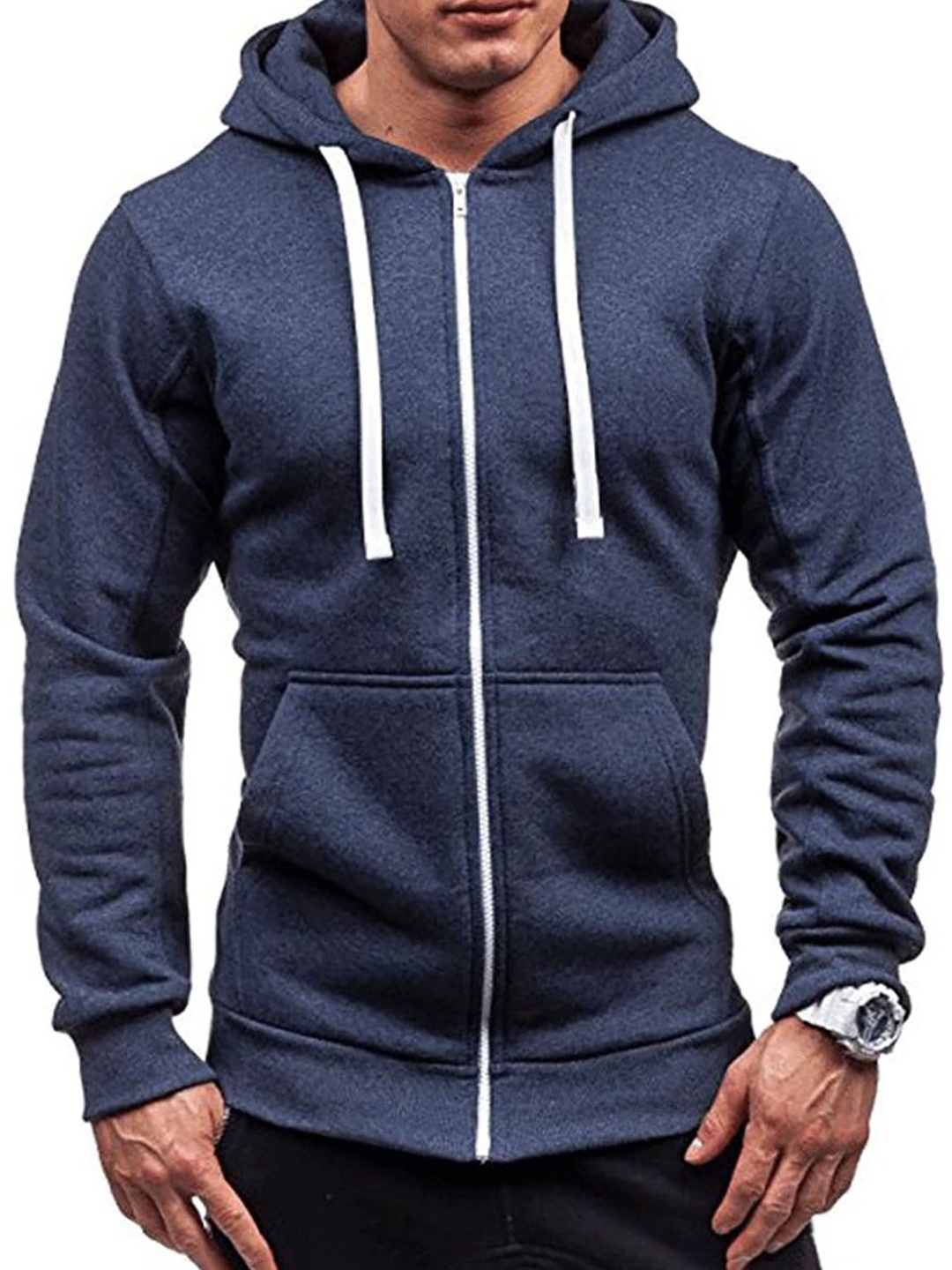 

StyleCast x Revolte Men Hooded Front-Open Sweatshirt, Blue