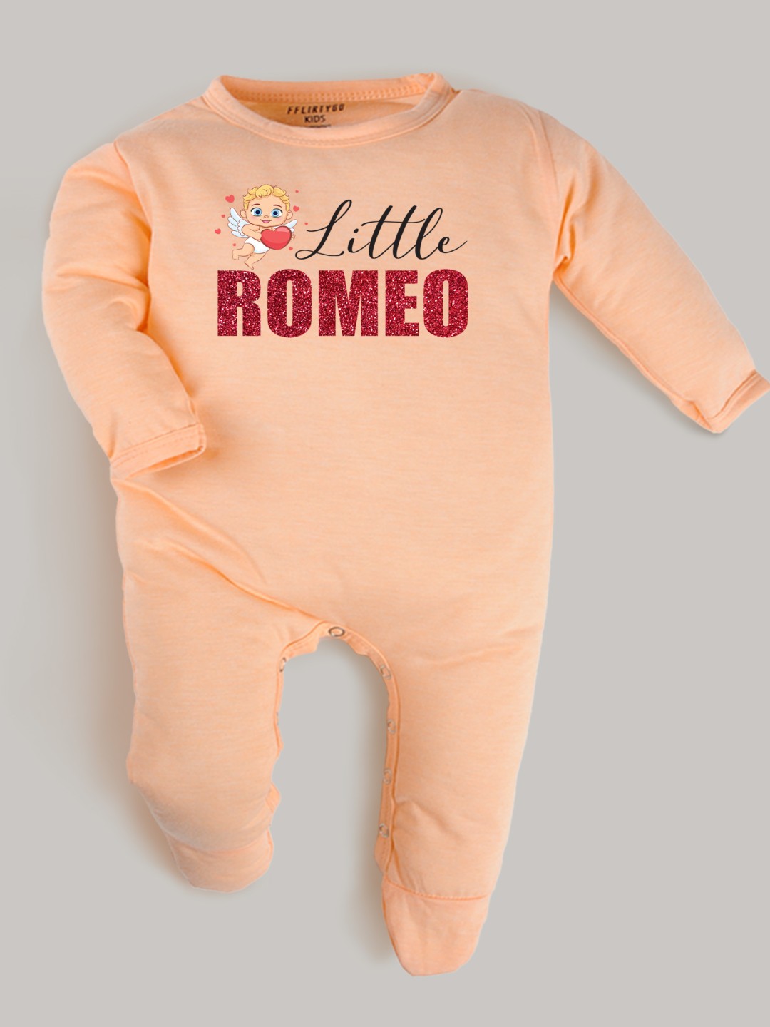 

FFLIRTYGO Infants Valentine Day Printed Cotton Sleepsuit, Peach