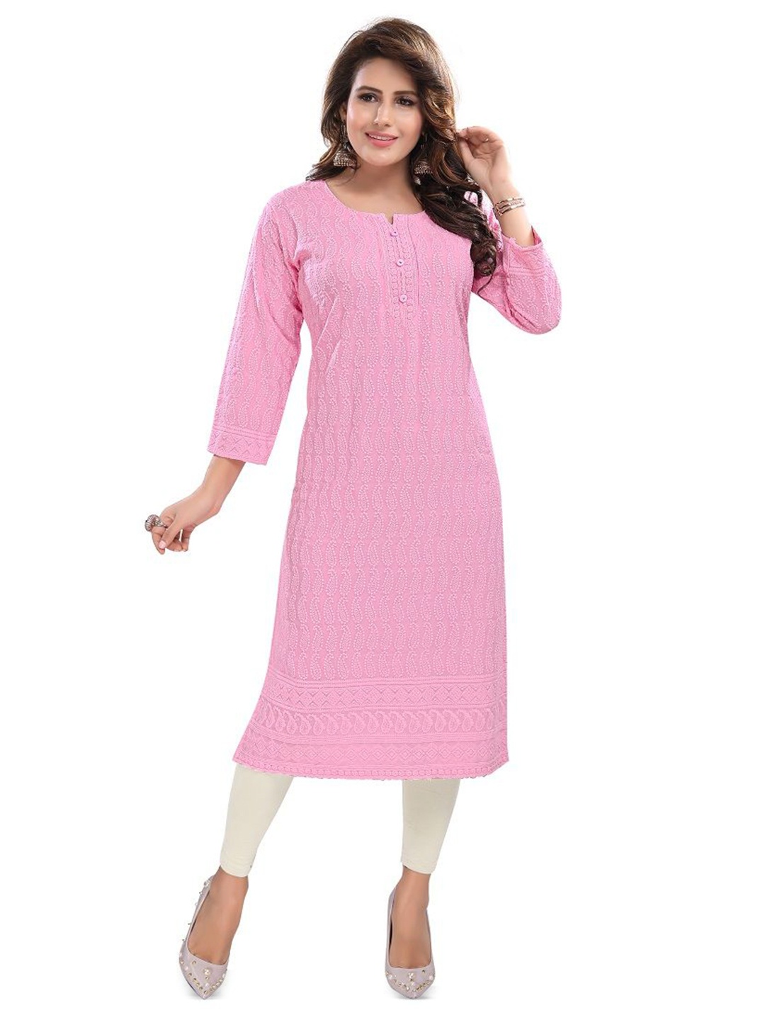 

DREAM & DZIRE Paisley Embroidered Kurta, Pink