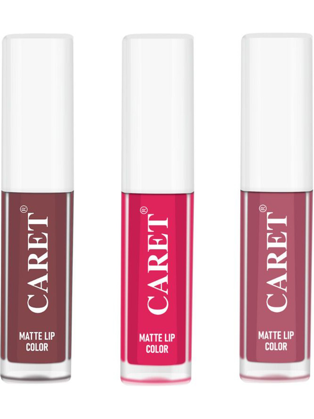 

CARET ORGANIC Set Of 3 Super-Pigmented Liquid Matte Lipsticks - 6 ml Each - 1 - 4 - 2, Brown