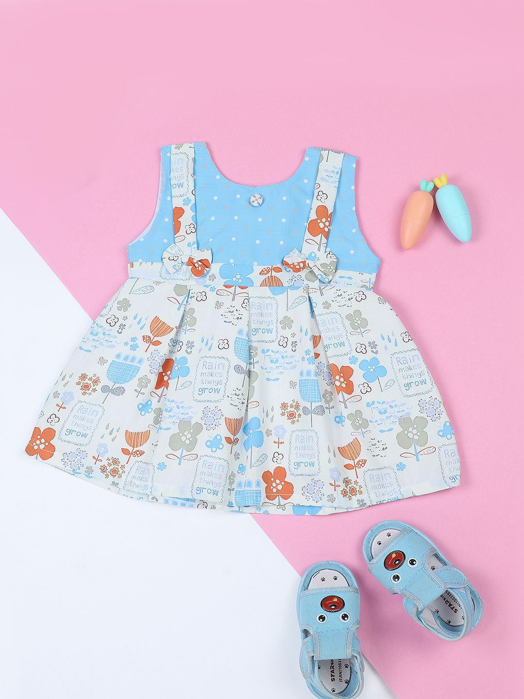 

Macwin Girls Infants Floral Print A-Line Dress, Blue