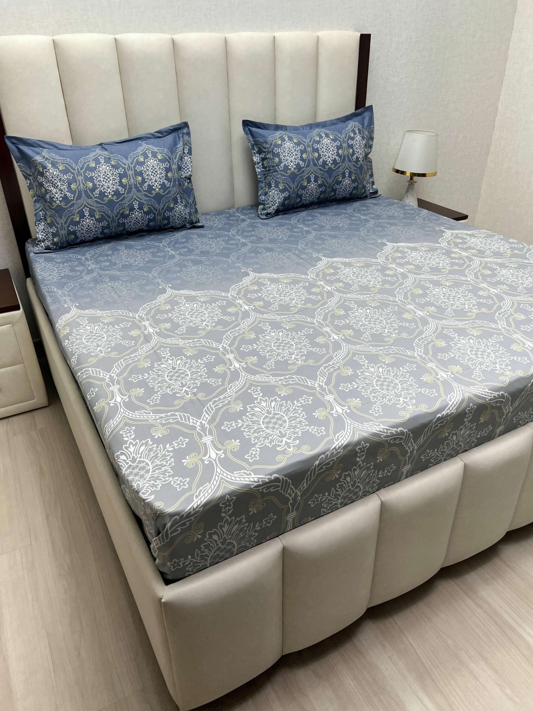

Pure Decor Cotton King Size Double Bed Bedsheet With 2 Pillow Covers 2.74m X 2.74m, Blue