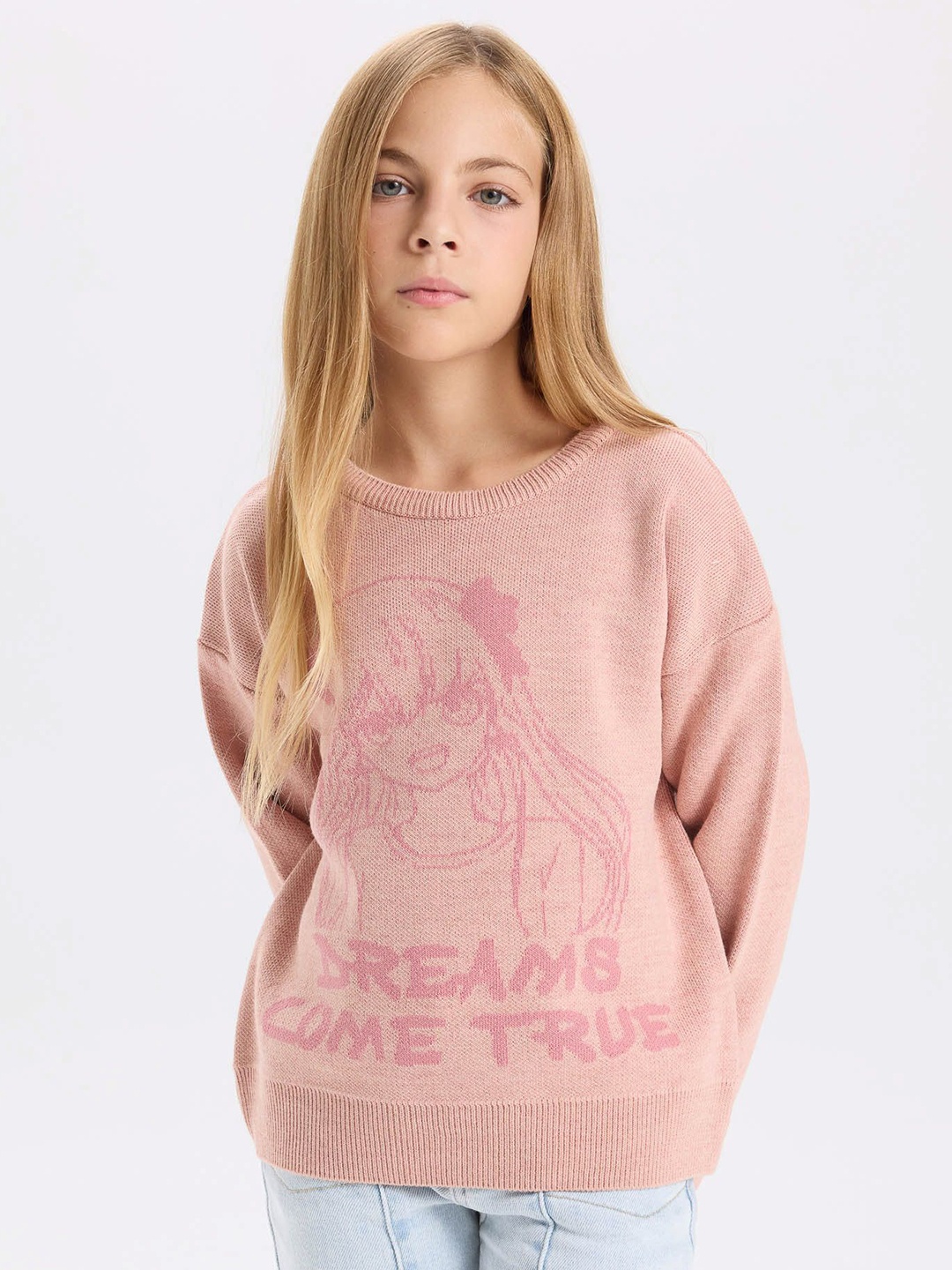 

DeFacto Girls Printed Pullover, Pink