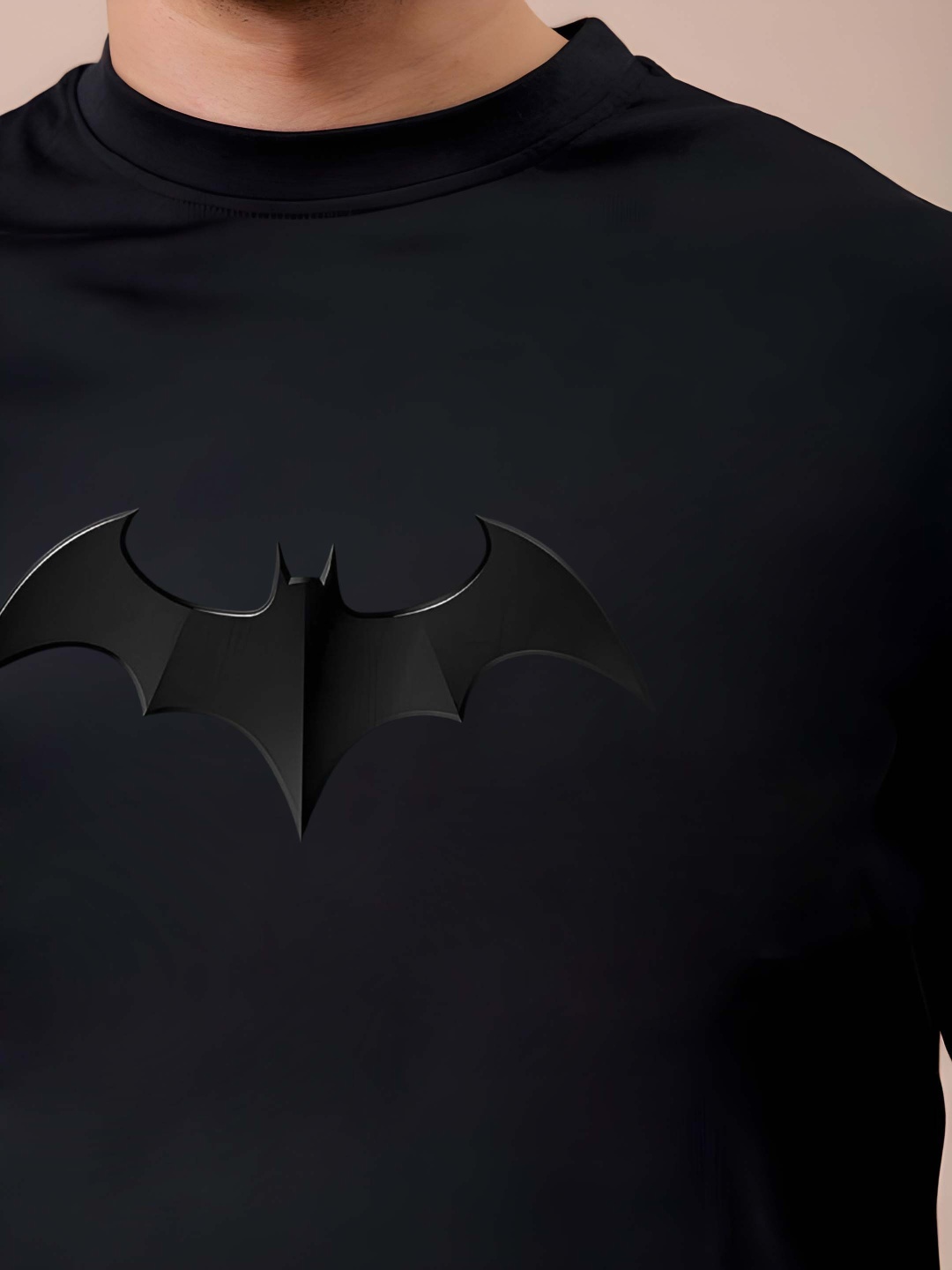 

Krimmple Men Batmen Graphic Printed Round Neck Pure Cotton Oversized T-shirt, Black