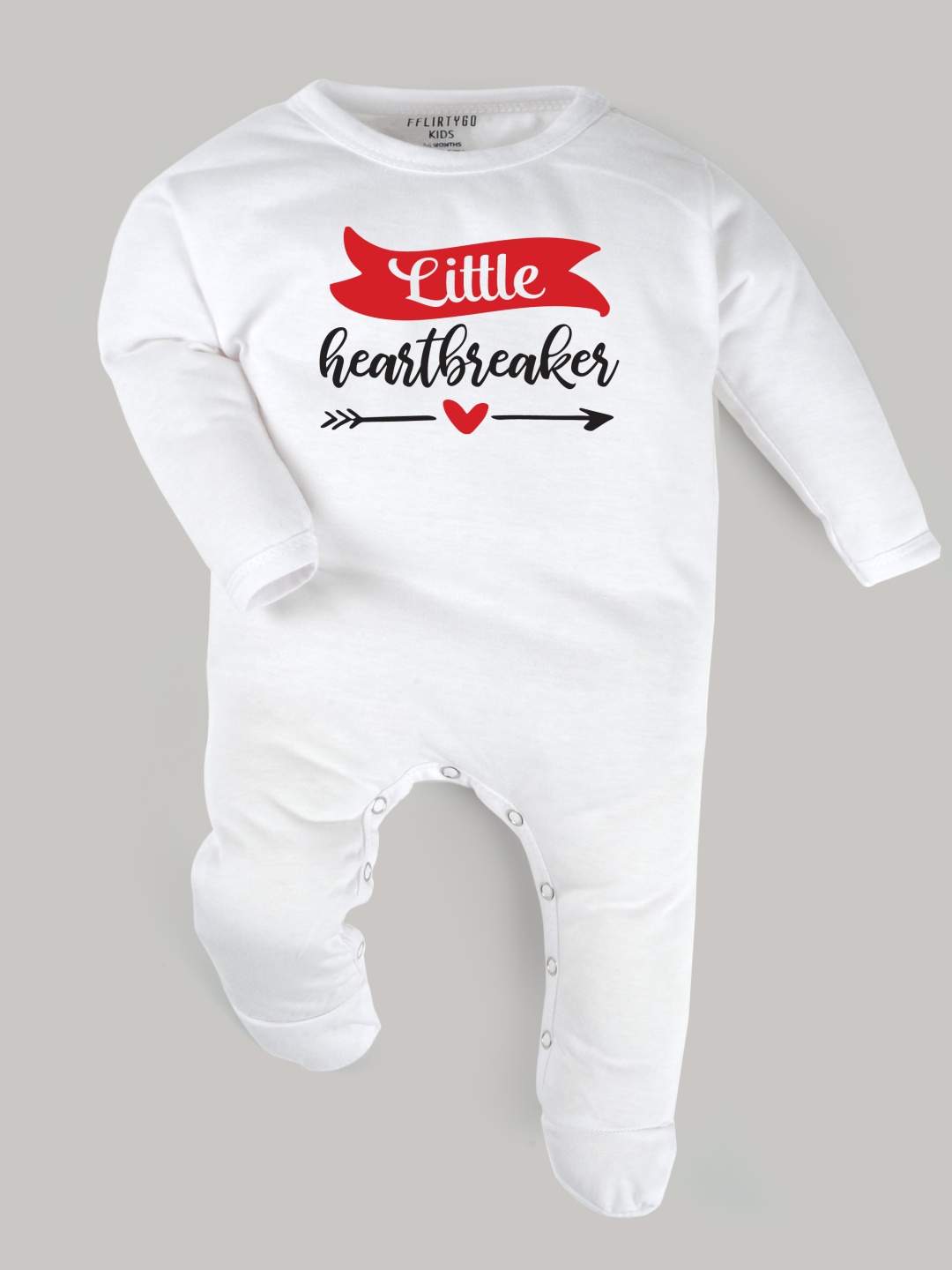 

FFLIRTYGO Infants Valentine day Printed Cotton Sleepsuit, White