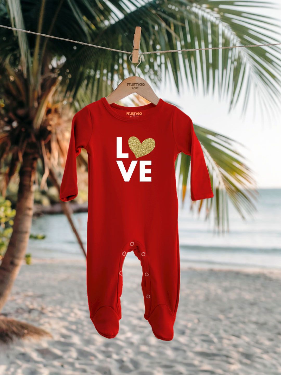 

FFLIRTYGO Infants Valentine Day Printed Cotton Sleepsuit, Red