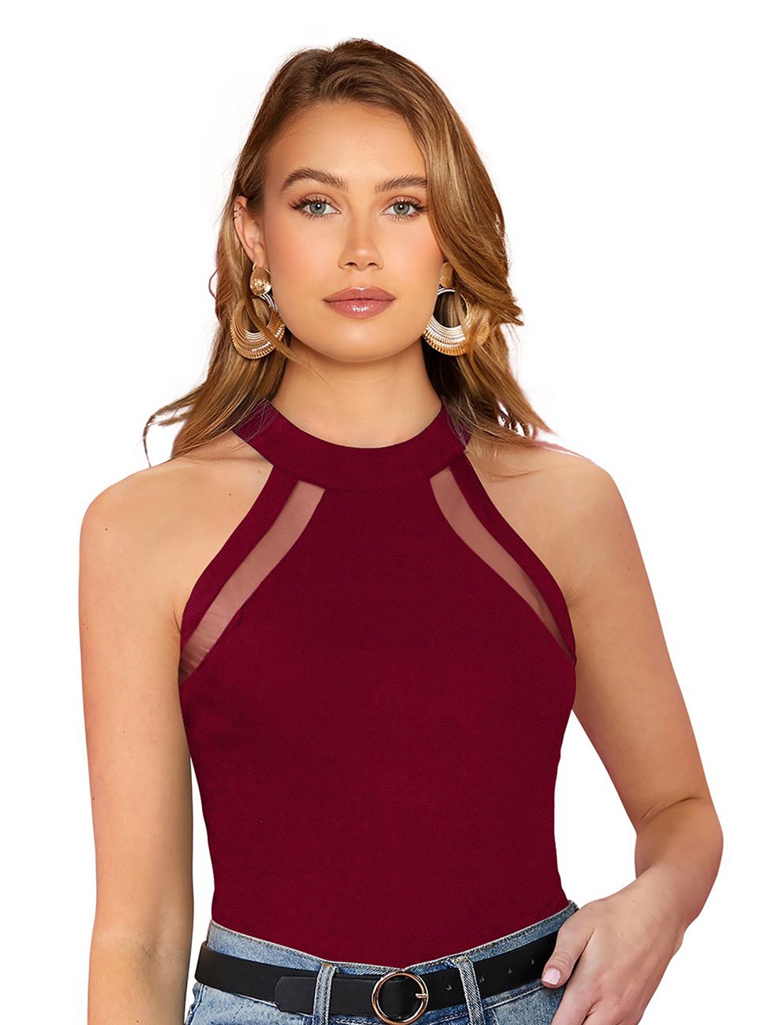

SHOPONBIT Women Fitted Top, Maroon