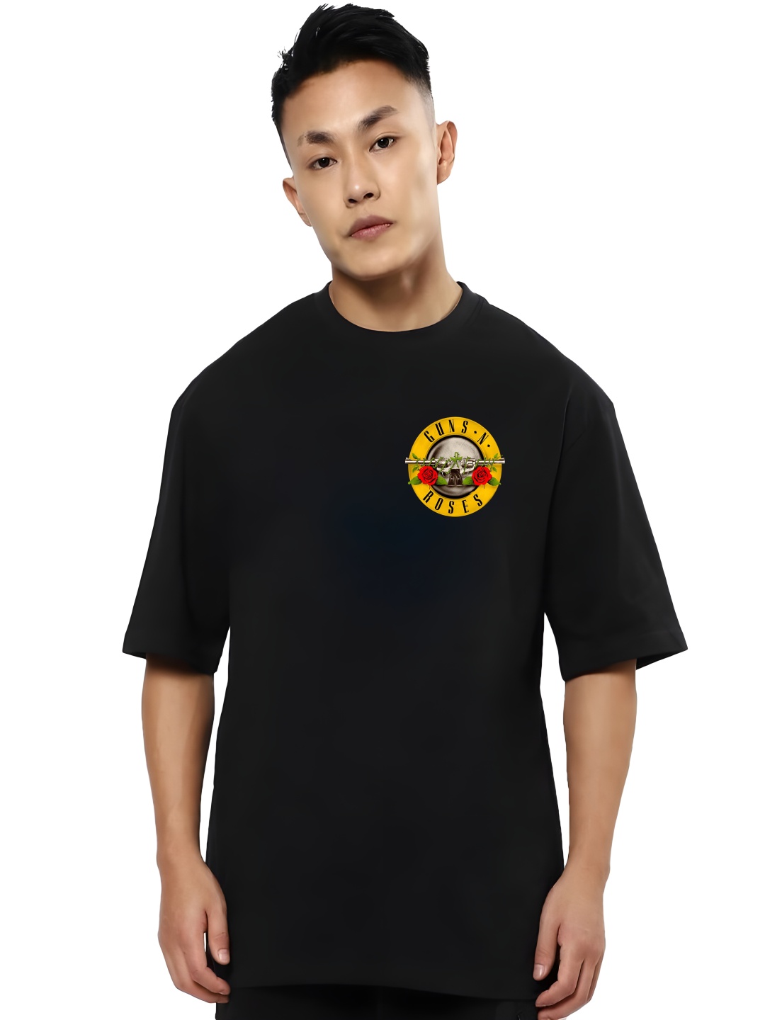 

Krimmple Men Drop-Shoulder Sleeves Pure Cotton T-shirt, Black