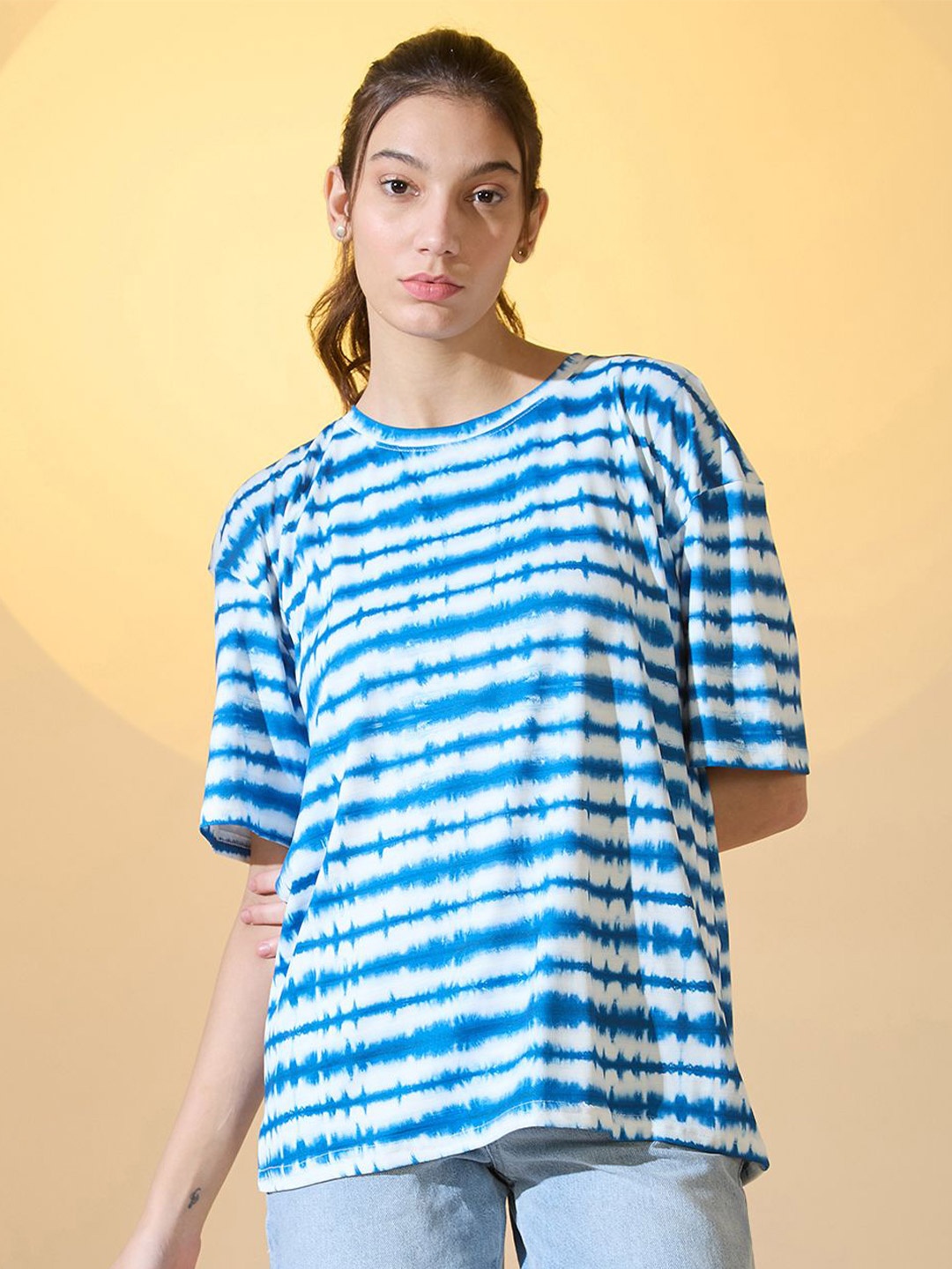 

DressBerry Tie and Dye Extended Sleeves Top, Blue
