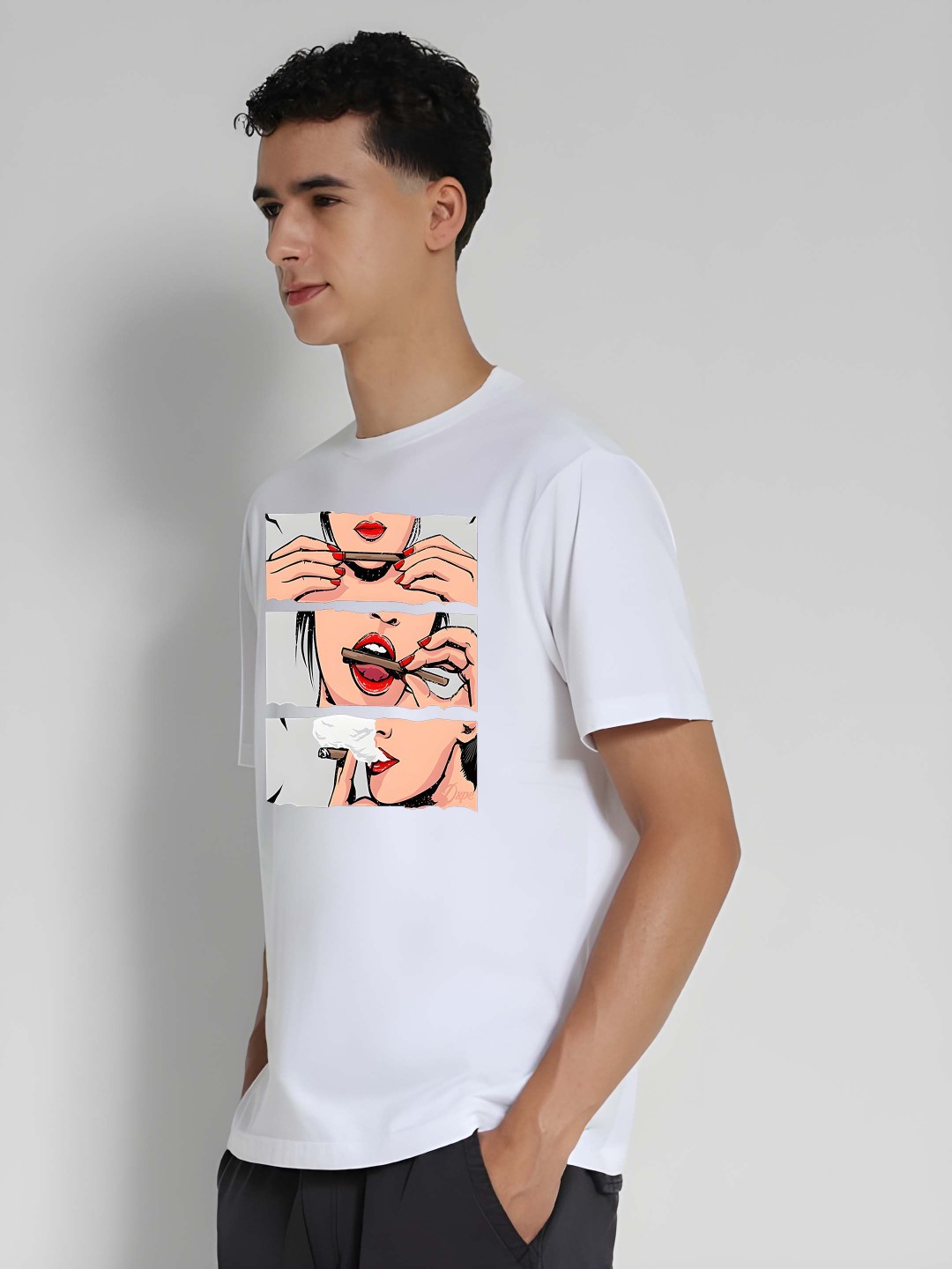 

BOWLIFESTYLE Men Pure Cotton T-shirt, White