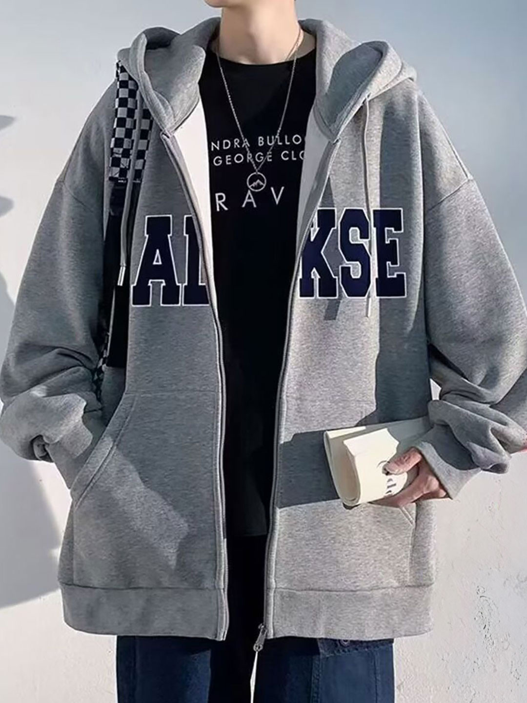 

StyleCast x Revolte Men Hooded Sweatshirt, Grey