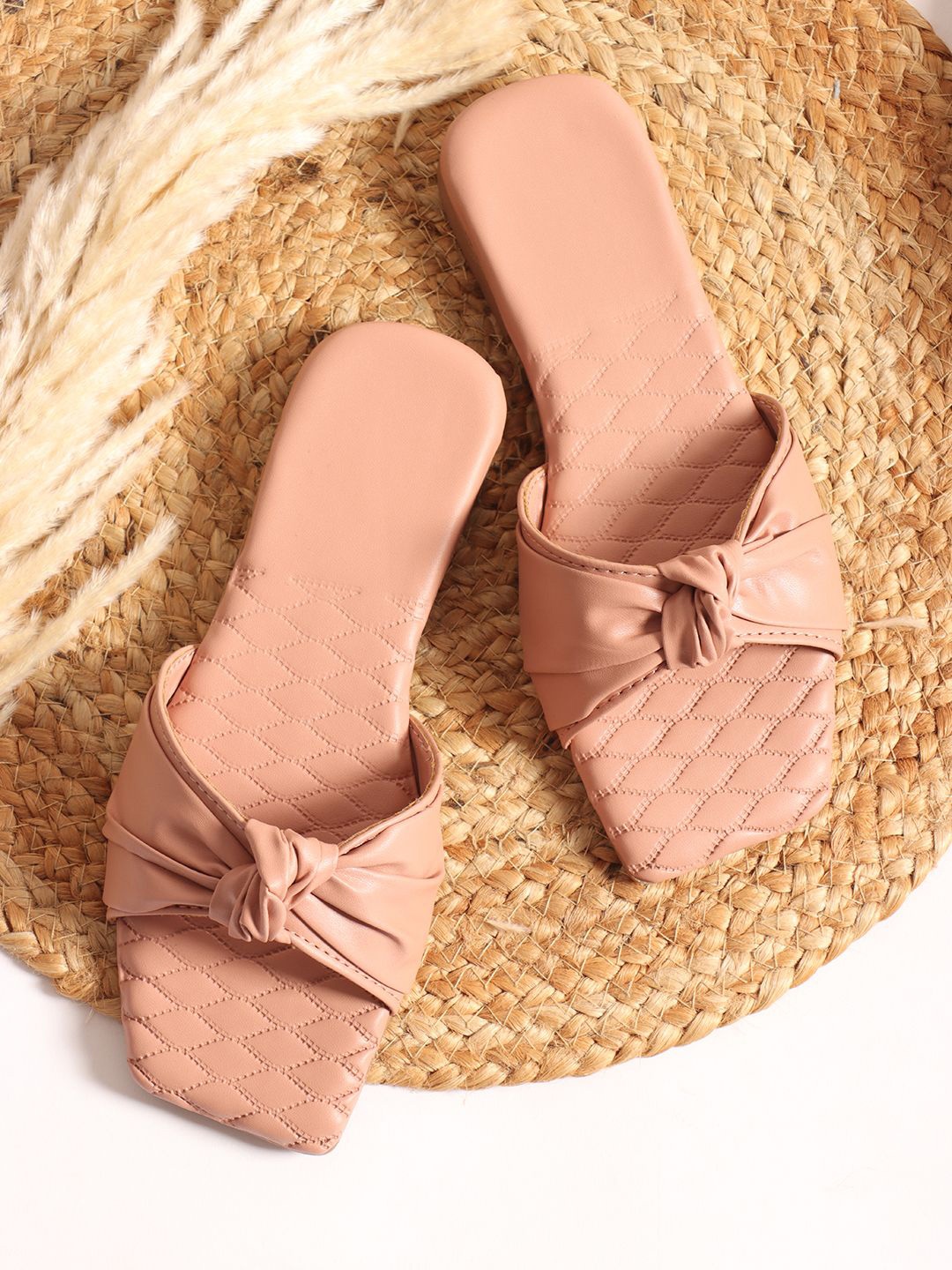 

FEET RUNNER Women Open Toe Flats with Bows, Pink