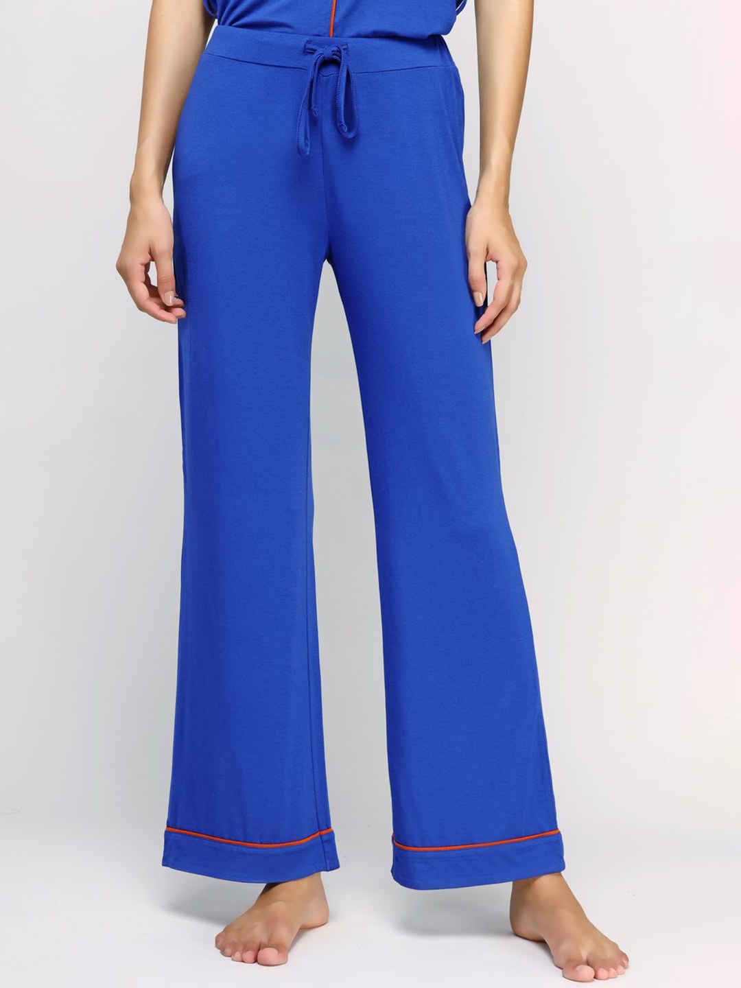 

necesera Perky Women Mid Rise Flared Lounge Pants, Blue