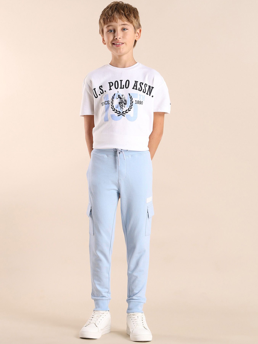 

U.S. Polo Assn. Kids Boys Pure Cotton Joggers, Blue