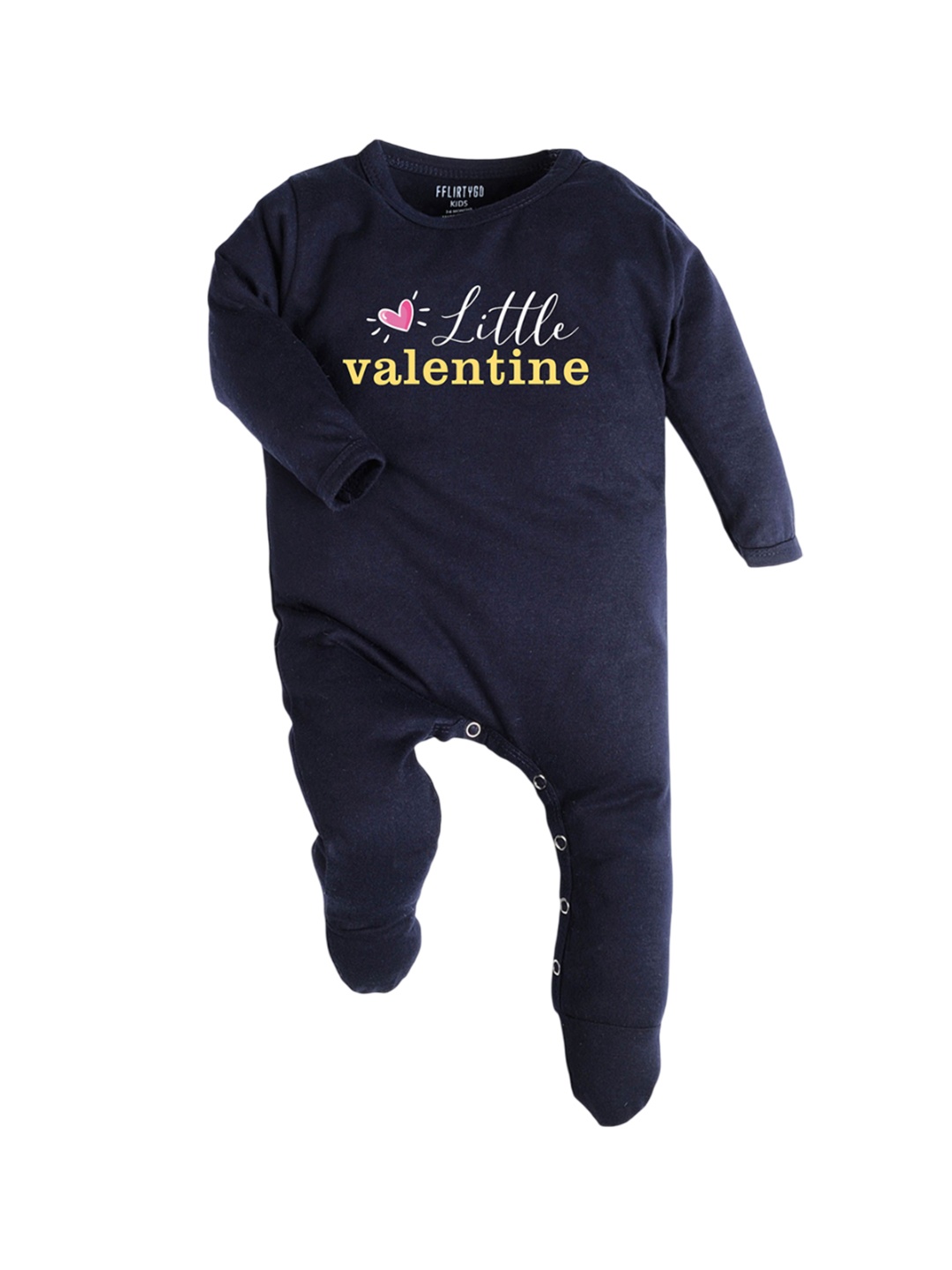 

FFLIRTYGO Infants Valentine Day Printed Cotton Sleepsuit, Navy blue