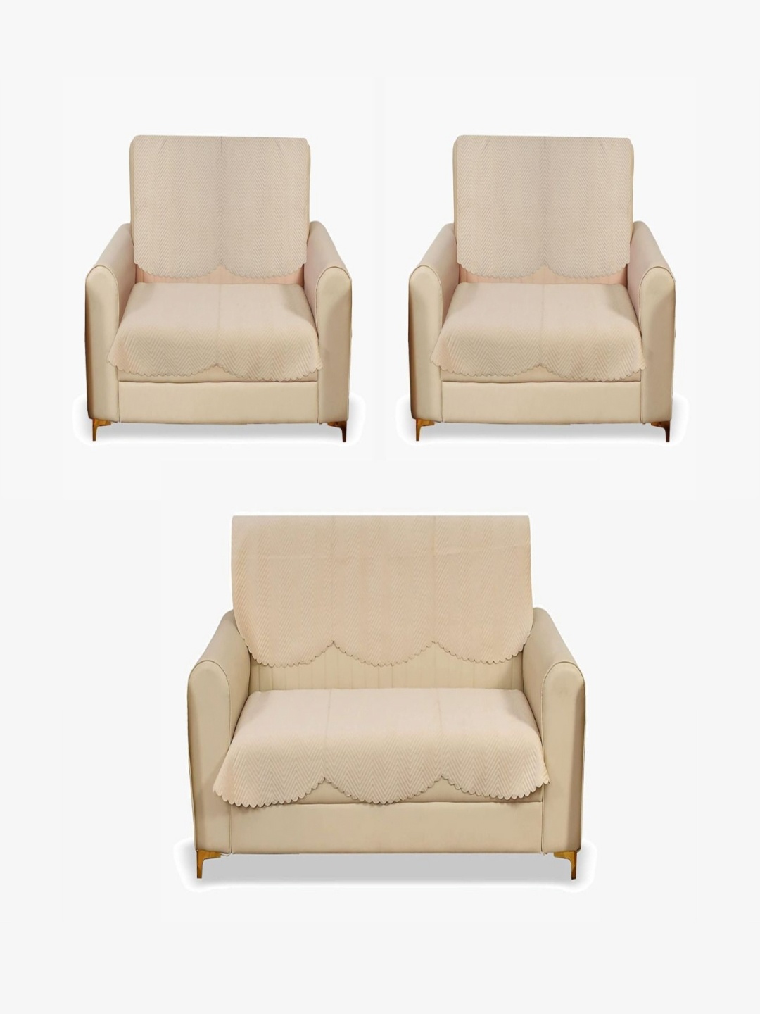 

Fashion Throw Beige 6 Pieces Velvet 7 Seater Sofa Cover