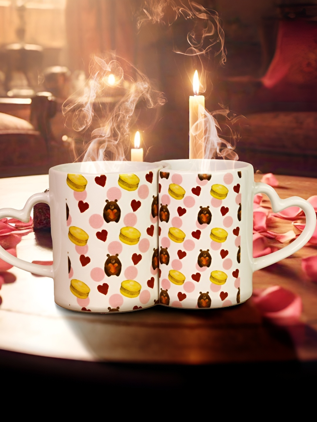 

KOLOROBIA White & Yellow 2 Pieces Printed Ceramic Mugs 300ml