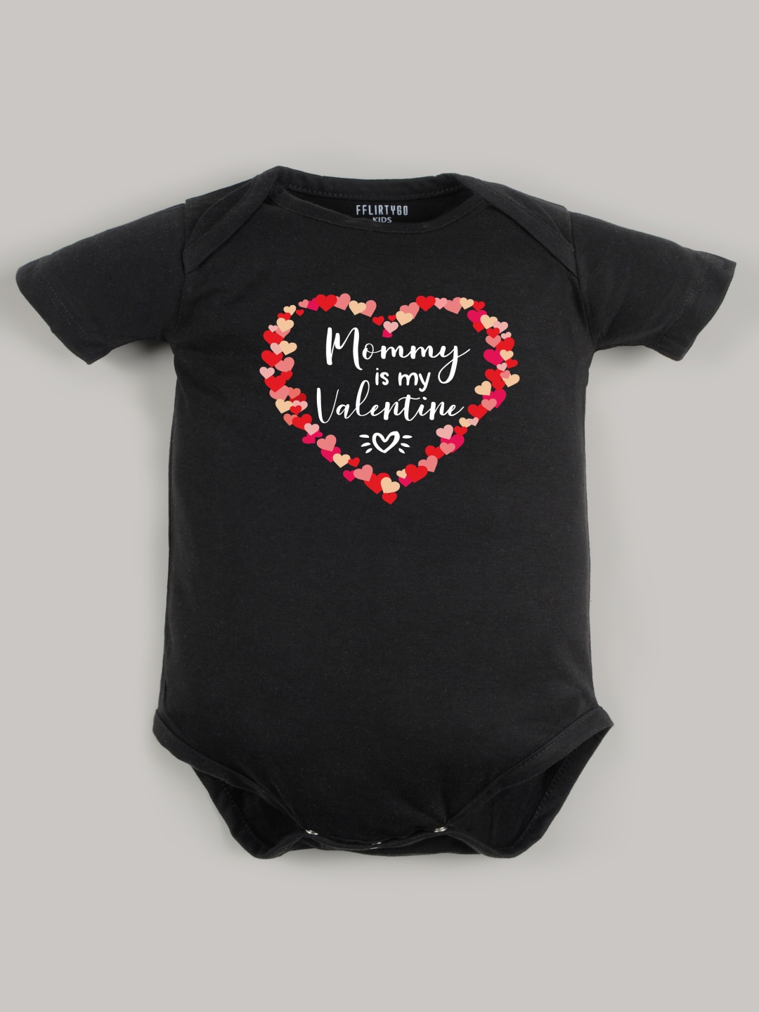 

FFLIRTYGO Infants Valentine Day Printed Cotton Bodysuit, Black