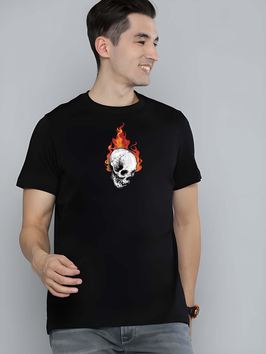 

BOWLIFESTYLE Men Pure Cotton T-shirt, Black