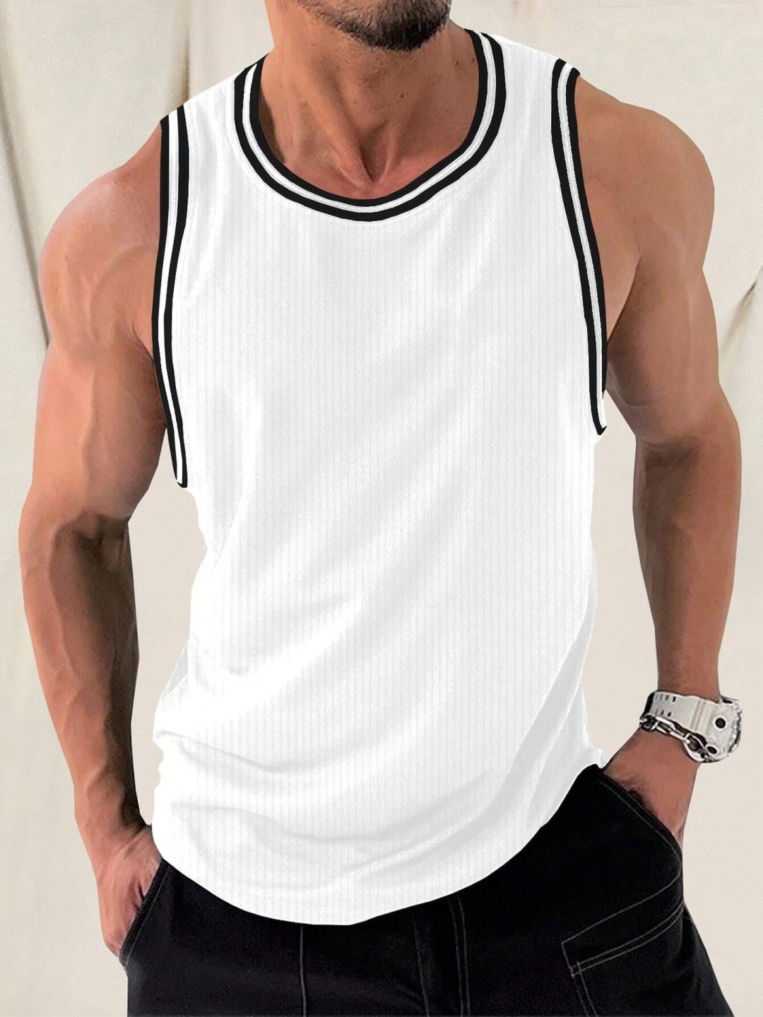 

StyleCast x Revolte Men Self Design Round Neck T-shirt, White