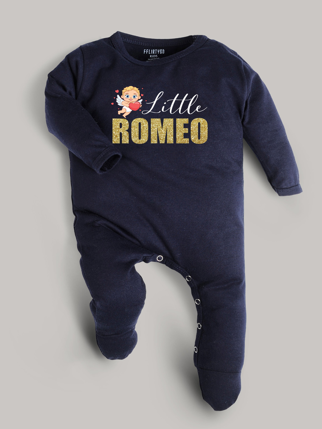 

FFLIRTYGO Infants Valentine Day Printed Cotton Sleepsuit, Navy blue