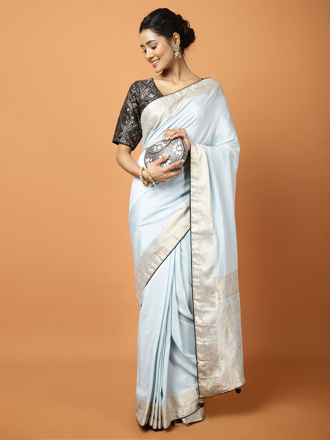 

Meena Bazaar Woven Design Art Silk Saree, Blue
