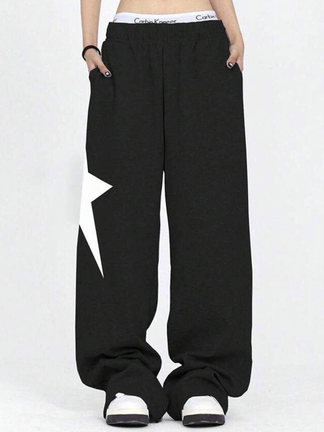 

TABADTOD Men Printed Relaxed Fit Trousers, Black