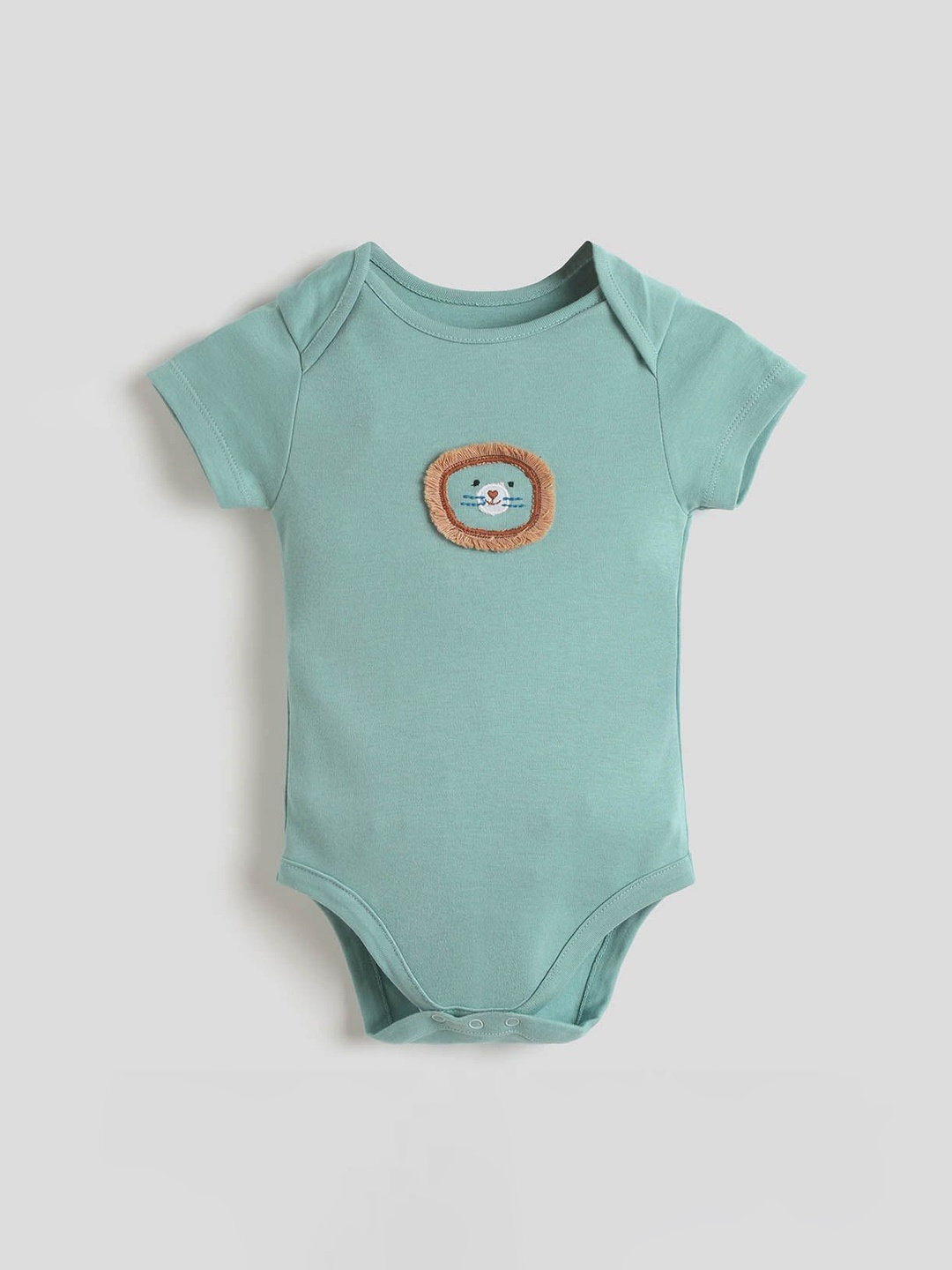 

Flowline Boys Embroidered Pure Cotton Bodysuit, Green