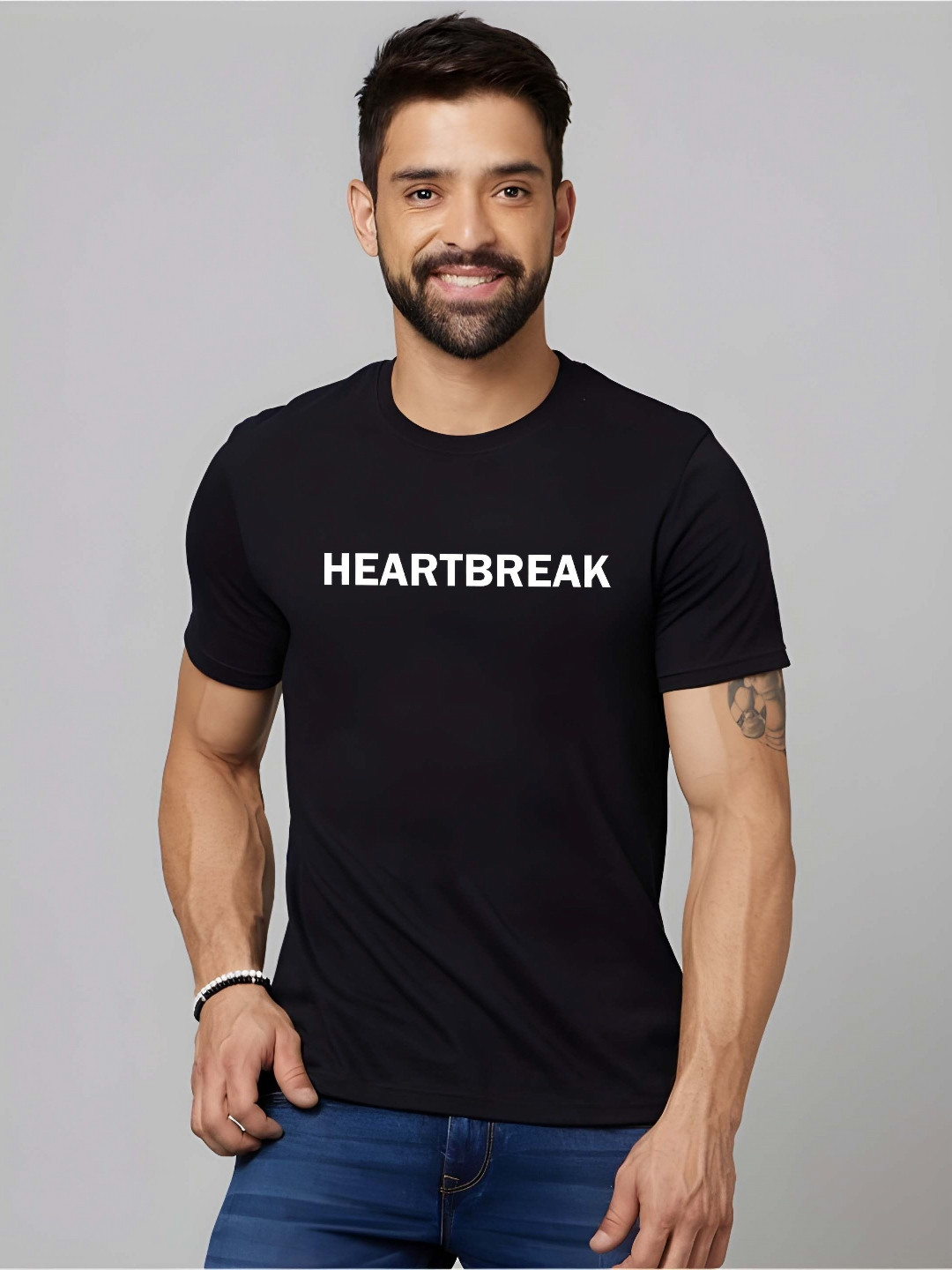 

Moda Rapido Men Typography Printed Round Neck Cotton Slim Fit T-shirt, Black