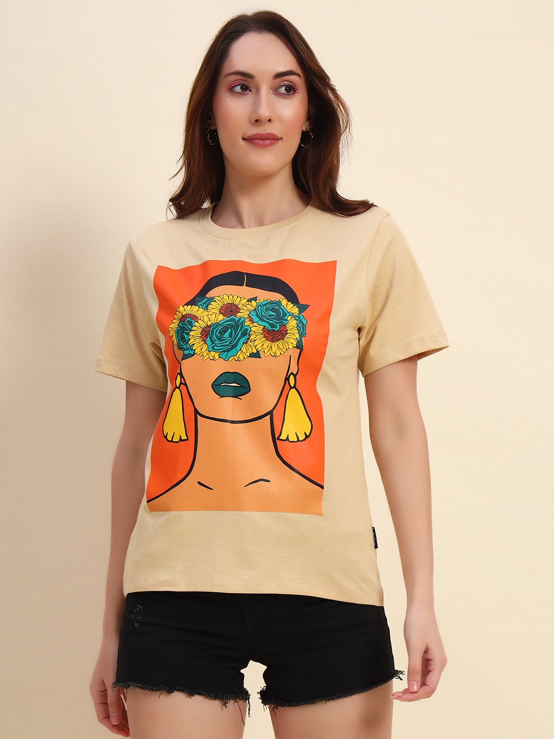 

The Dry State Women Printed T-shirt, Cream