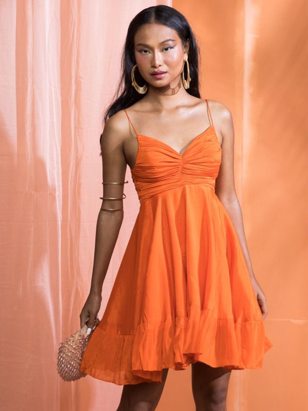 

Shivanii Women Shoulder Straps Fit & Flare Dress, Orange