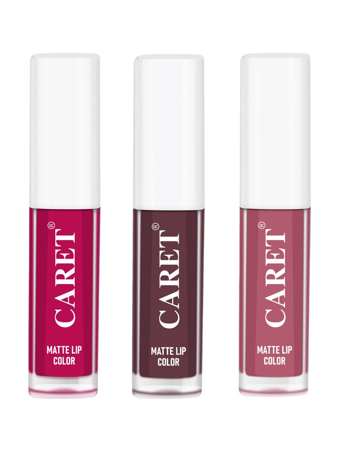 

CARET ORGANIC Set Of 3 Super-Pigmented Liquid Matte Lipsticks - 2 ml Each - 5 - 7 - 2, Pink