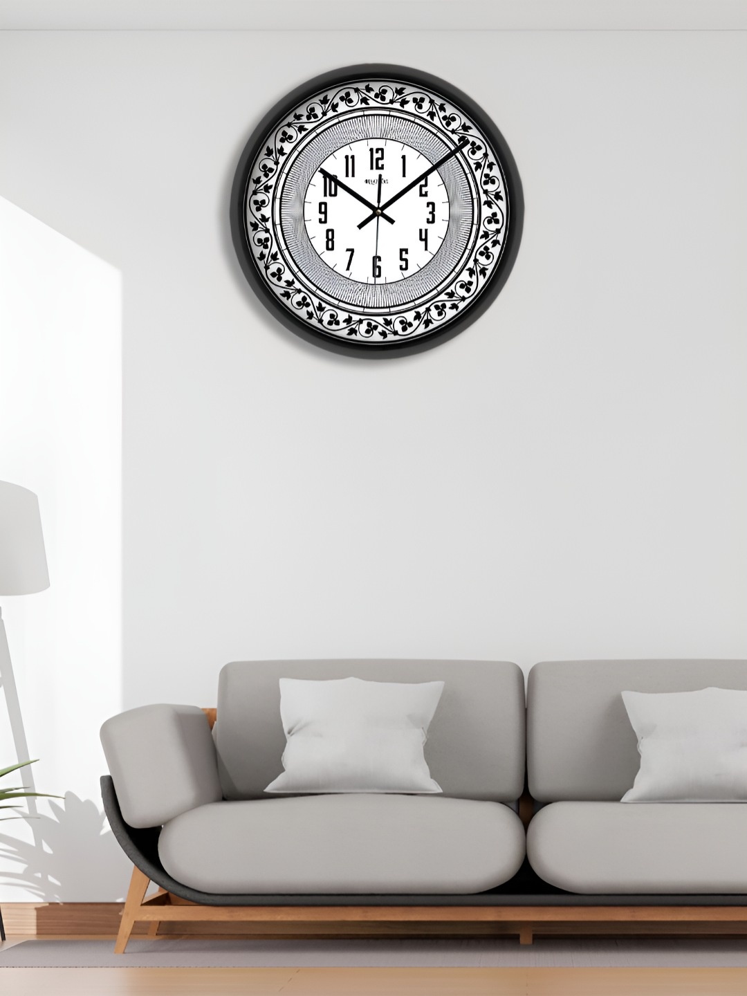 

OLIVE TREE Black & White Printed Round Shaped Contemporary Wall Clock