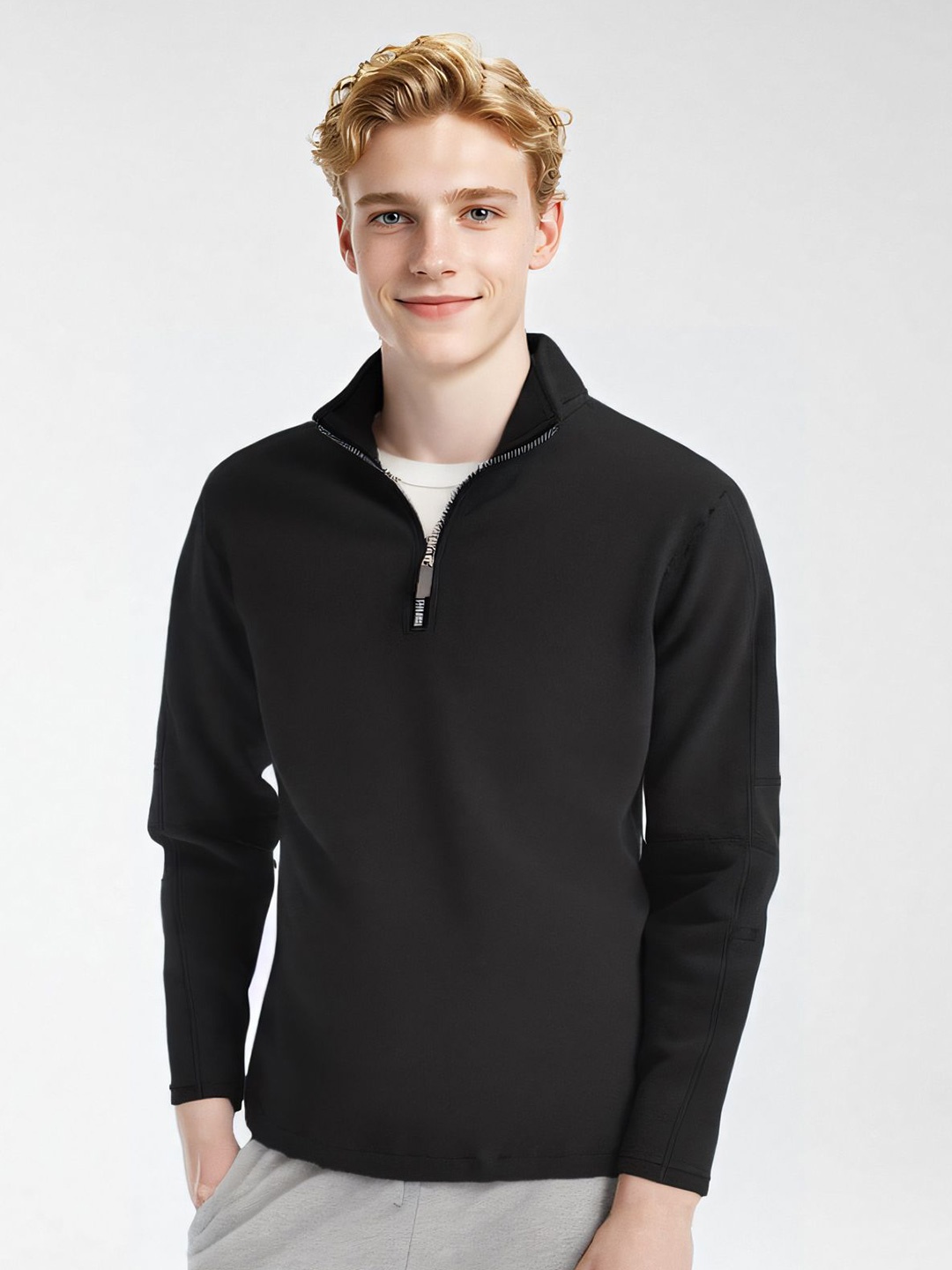 

StyleCast x Revolte Men Mock Collar Sweatshirt, Black