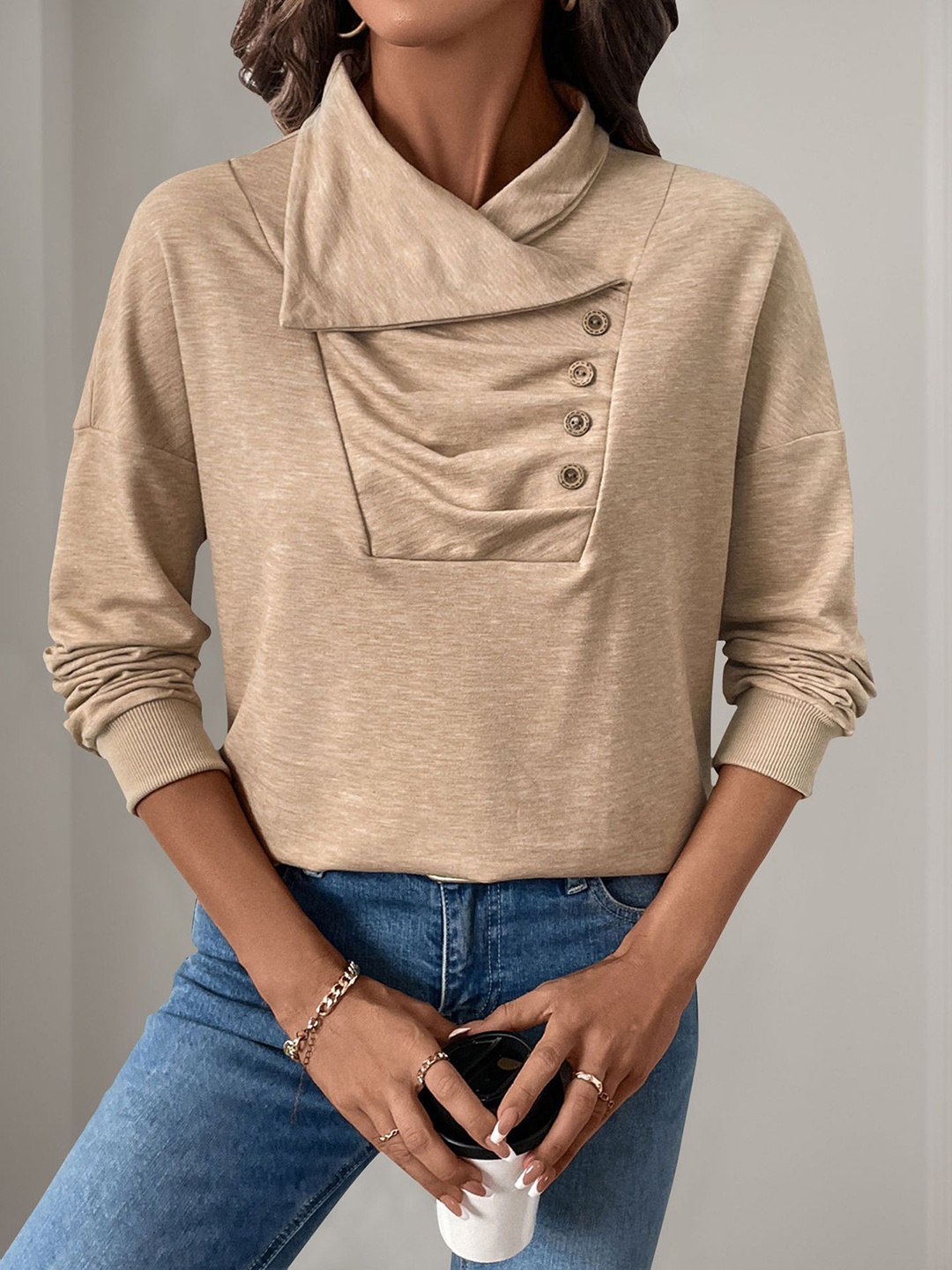 

StyleCast x Revolte Women Sweatshirt, Khaki