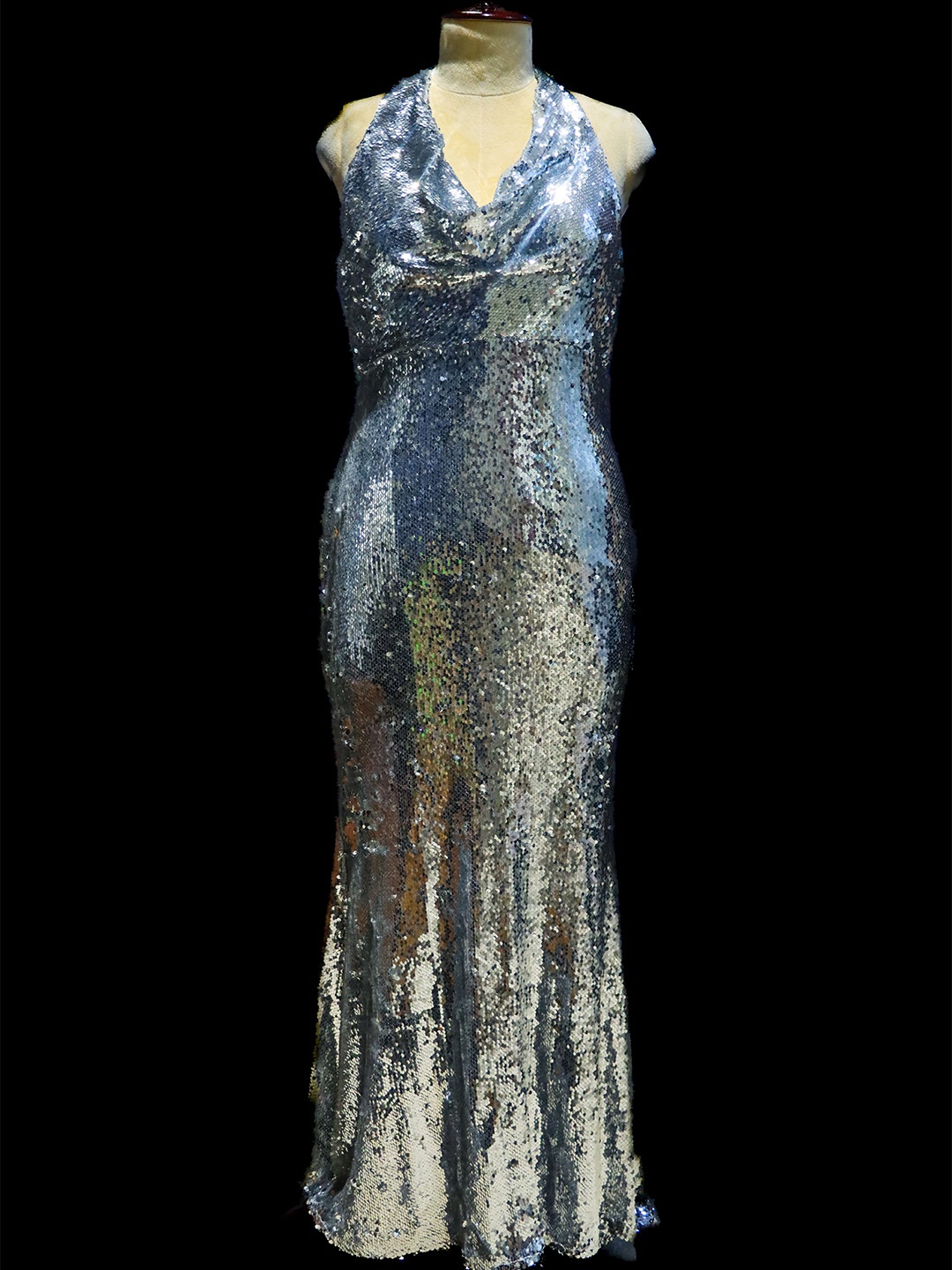 

ALTAIRA Women Embellished Halter Neck Bodycon Dress, Silver