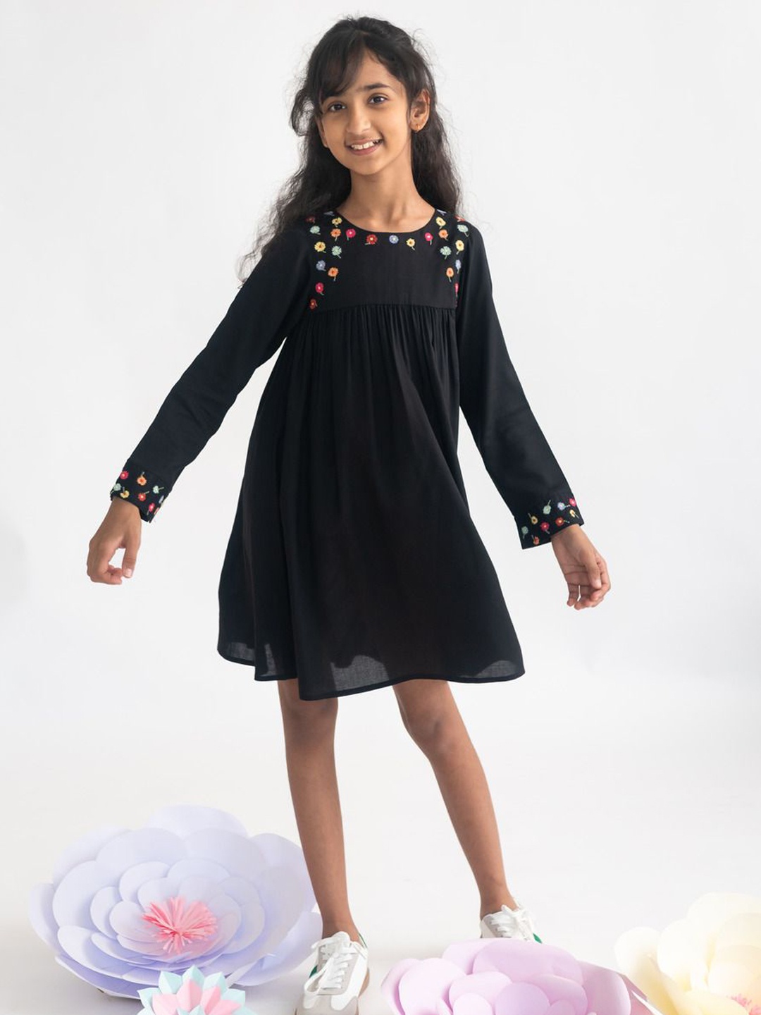 

A Little Fable Girls A-Line Dress, Black