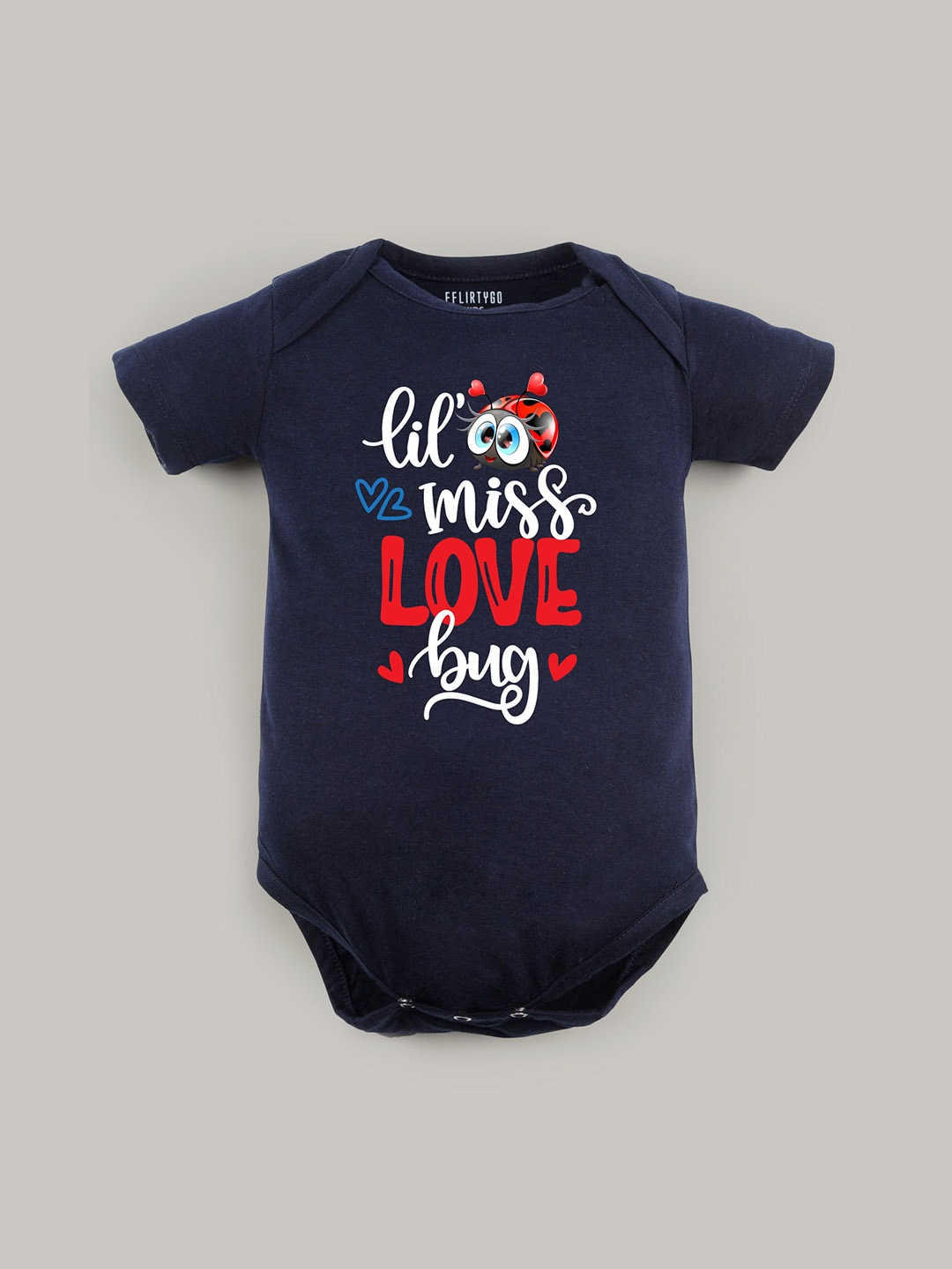 

FFLIRTYGO Infants Valentine Day Printed Cotton Bodysuit, Navy blue
