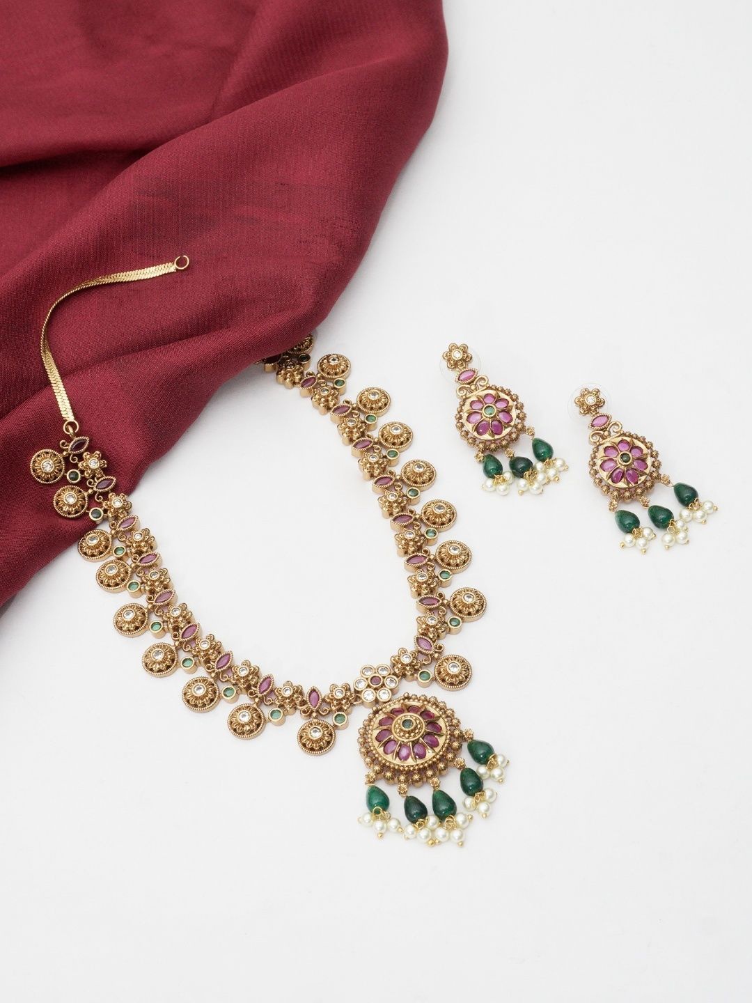 

Niscka Gold-Plated Stone Studded Jewellery Set