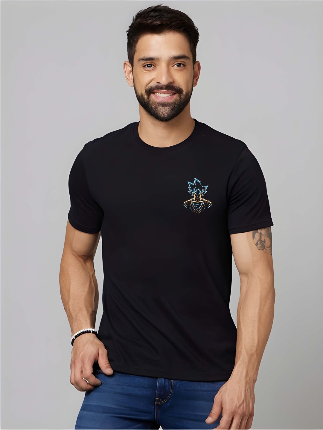 

BOWLIFESTYLE Men Pure Cotton T-shirt, Black