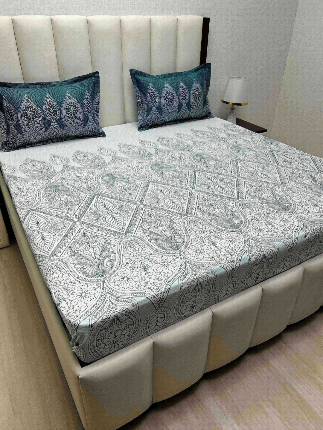 

Pure Decor Cotton King Size Double Bed Bedsheet With 2 Pillow Covers 2.74m X 2.74m, White