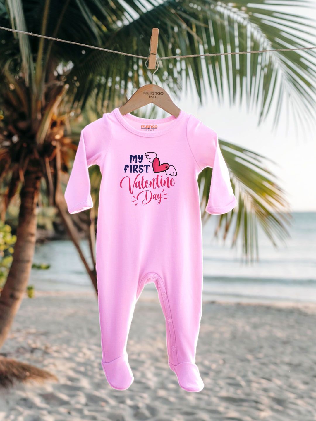 

FFLIRTYGO Infants Valentine Day Printed Cotton Sleepsuit, Pink