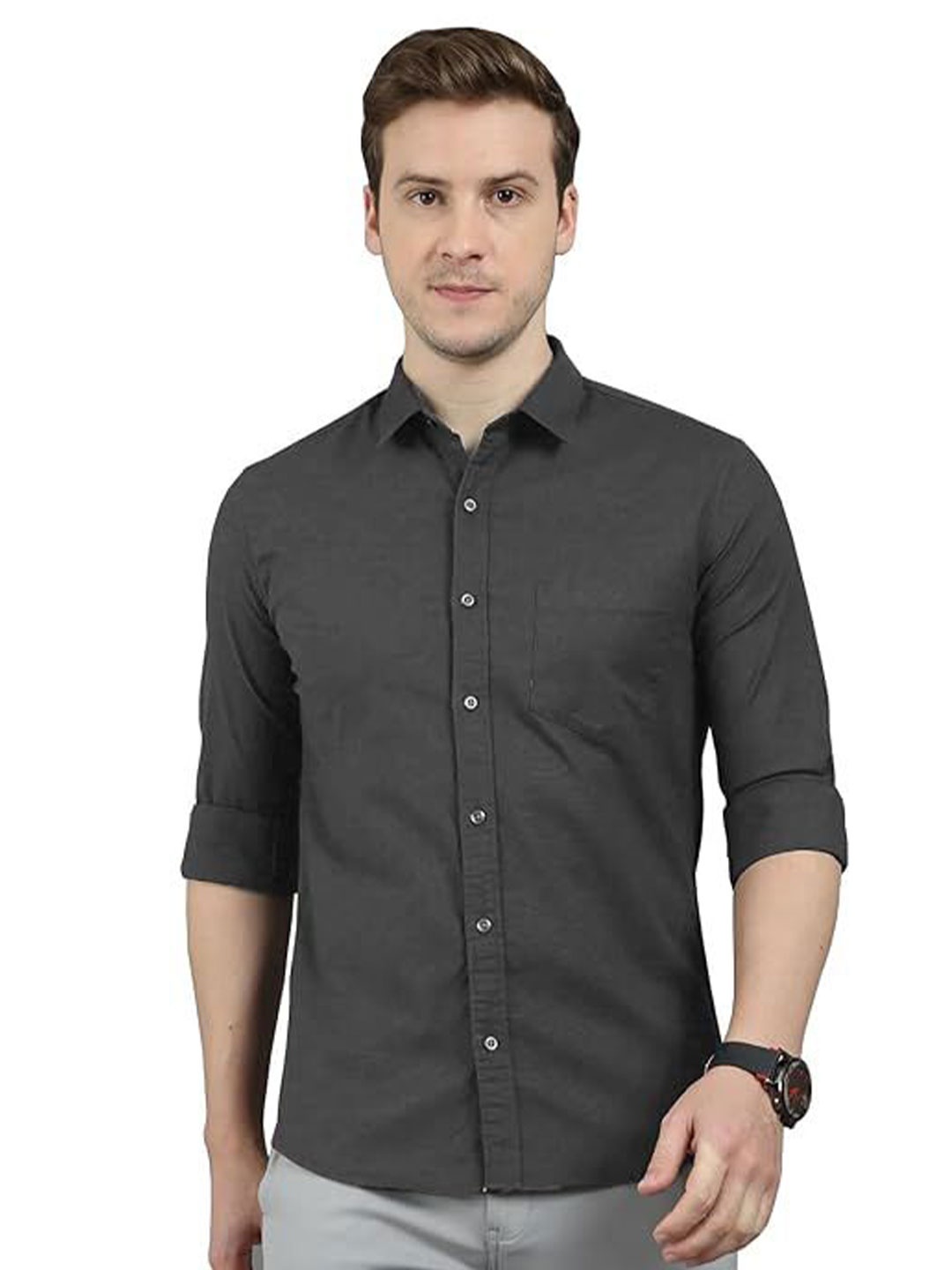 

BAESD Men Standard Slim Fit Opaque Casual Shirt, Grey