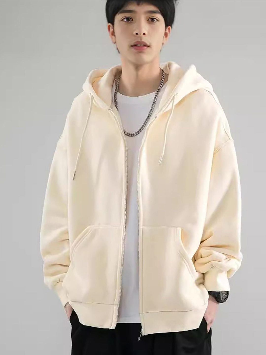 

StyleCast x Revolte Men Hooded Sweatshirt, Beige