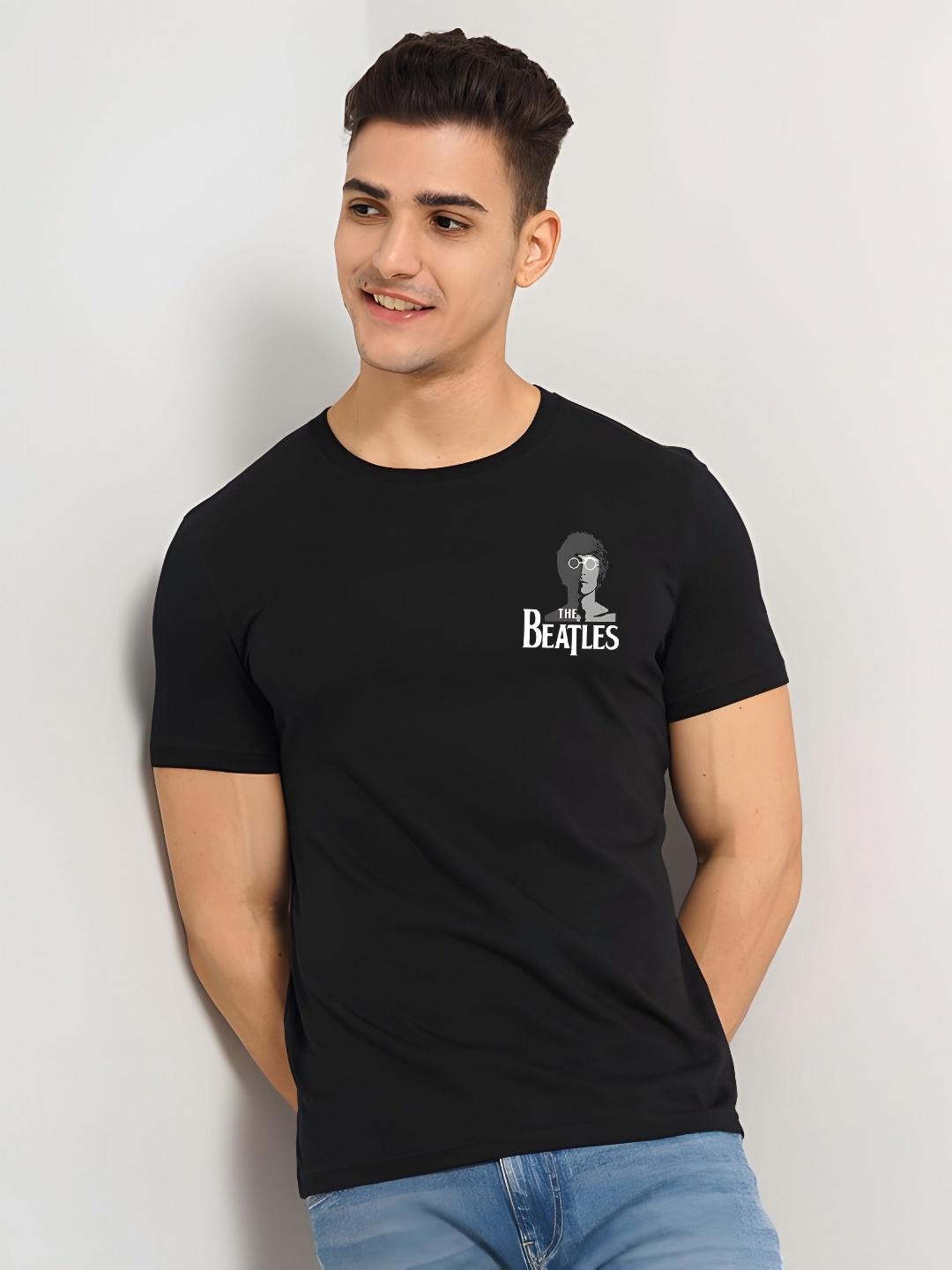 

Moda Rapido Men Graphic Printed Round Neck Cotton Slim Fit T-shirt, Black