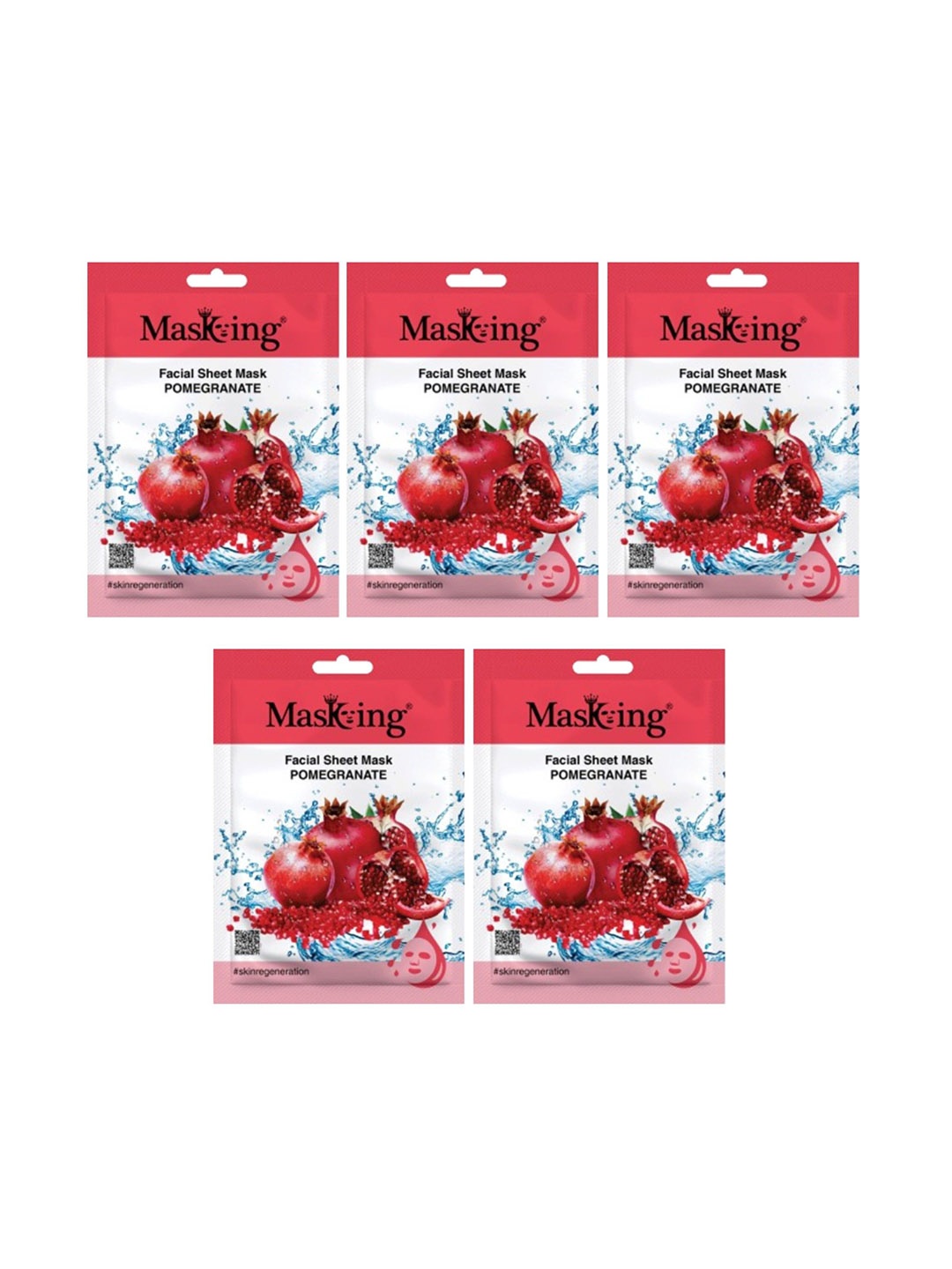 

MasKing Set Of 5 Pomegranate Beauty Facial Sheet Masks, White