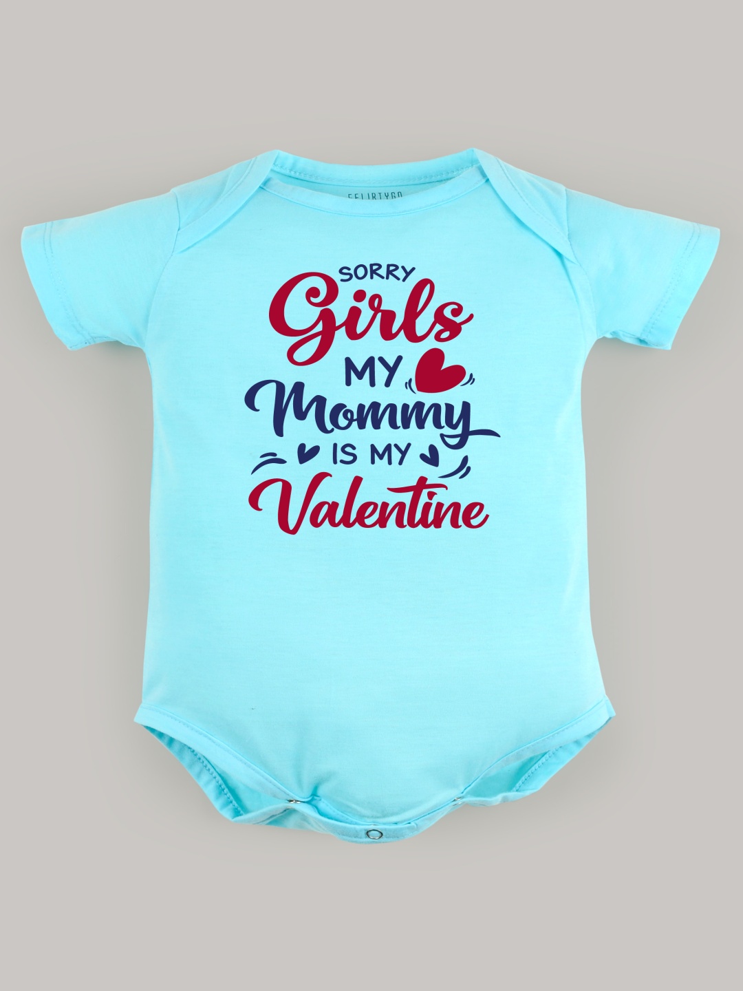 

FFLIRTYGO Infants Valentine Day Printed Cotton Bodysuit, Turquoise blue