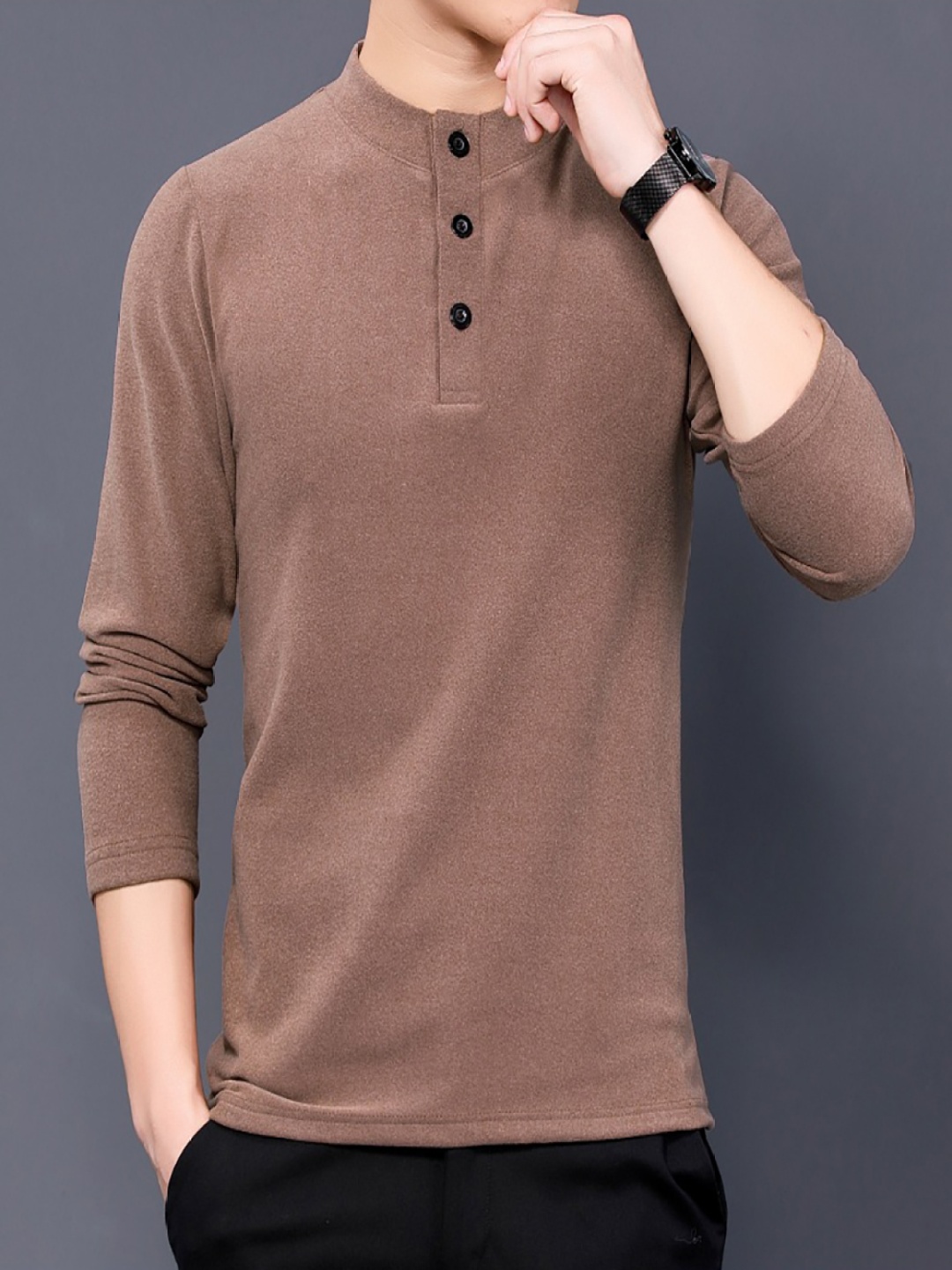 

StyleCast x Revolte Men Slim Fit T-shirt, Coffee brown
