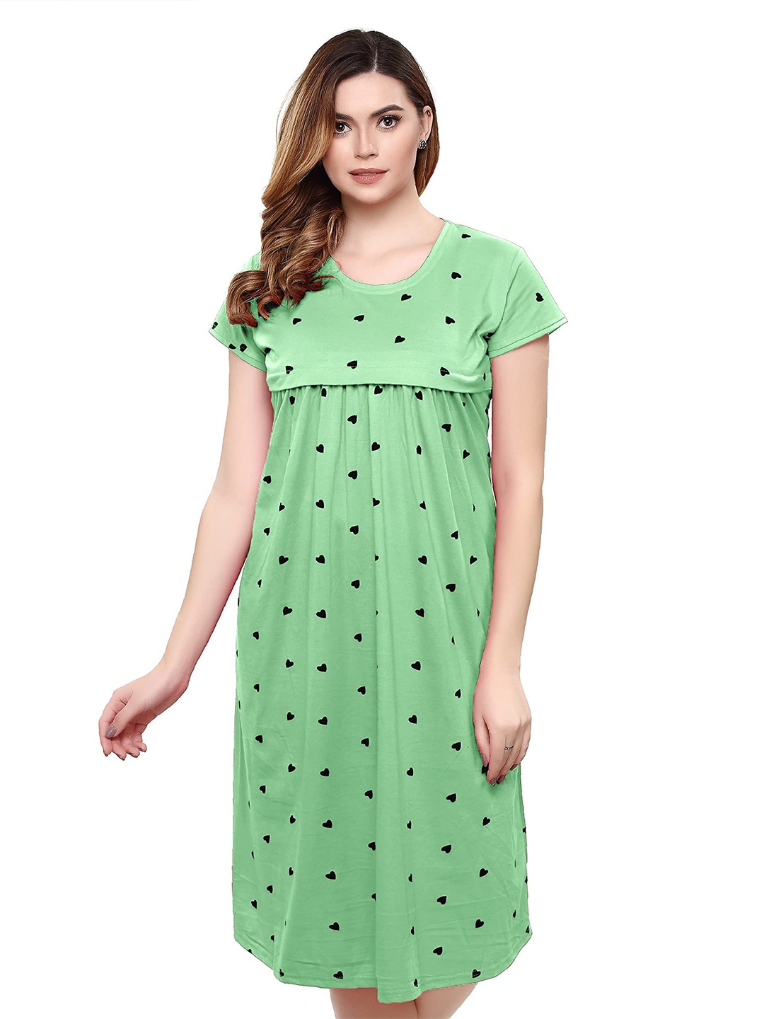

TIGYWIGY Women Cotton Maternity Nightdress, Green