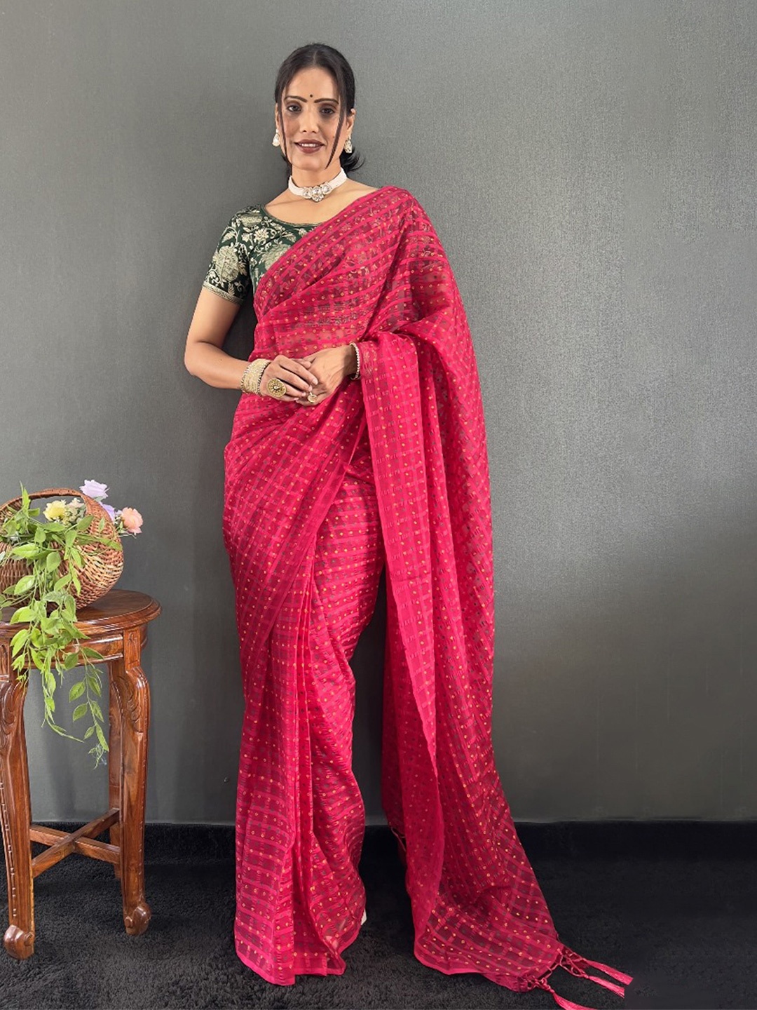 

Anouk Bandhani Poly Chiffon Bandhani Saree, Pink